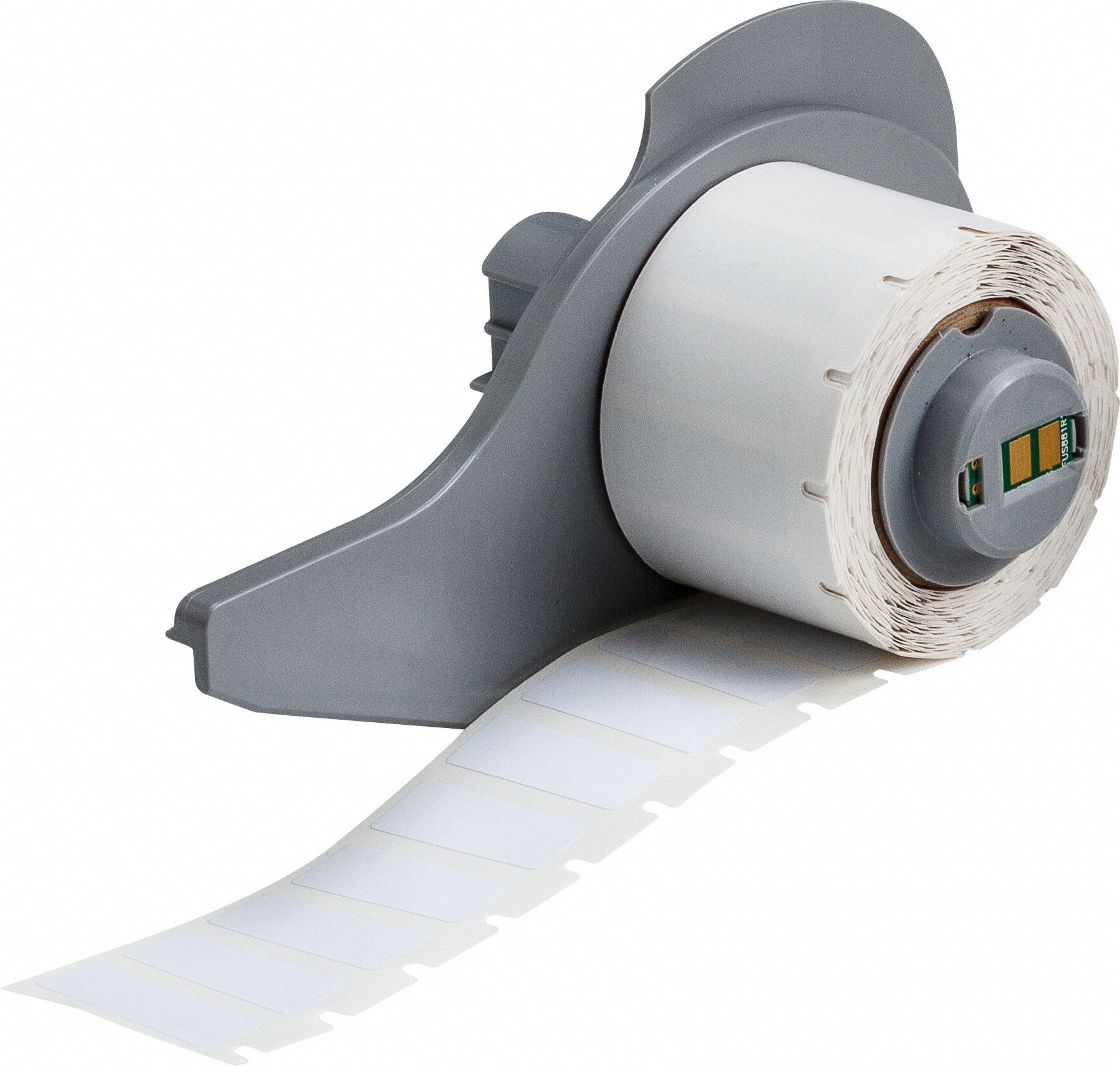 Pre-Cut Label Stock Roll: 3/8 in x 1 in, 1 in x 3/8 in, Polyester, White (Gloss), -40°F to 356°F