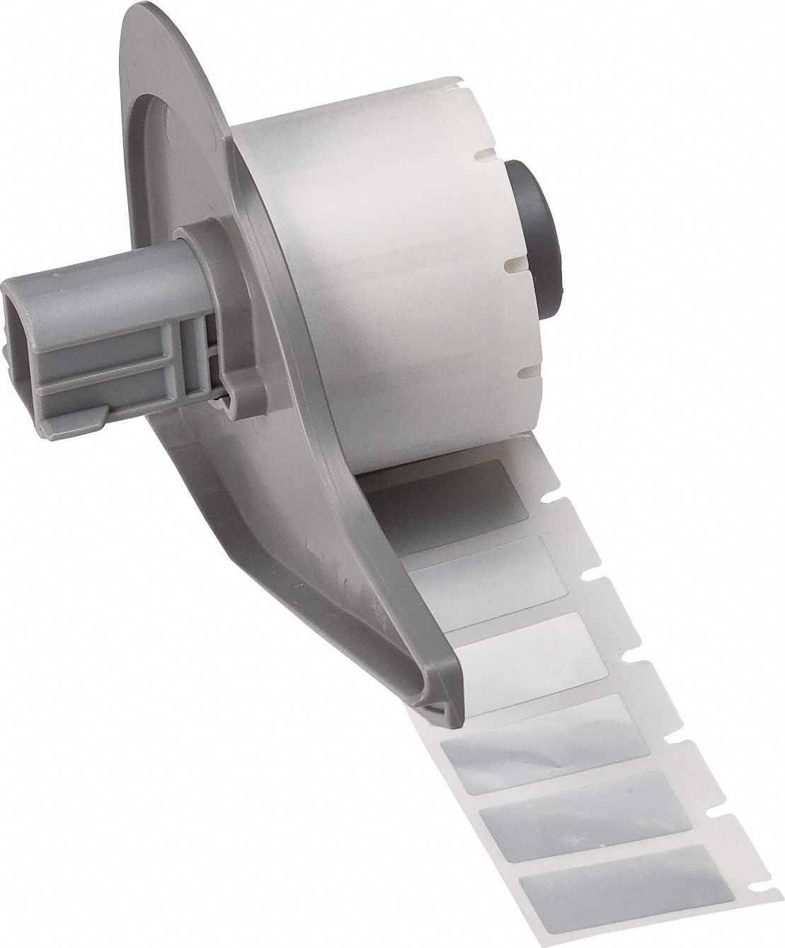 Pre-Cut Label Stock Roll: 1/2 in x 1 in, 1 in x 1/2 in, Vinyl with Permanent Acrylic Adhesive