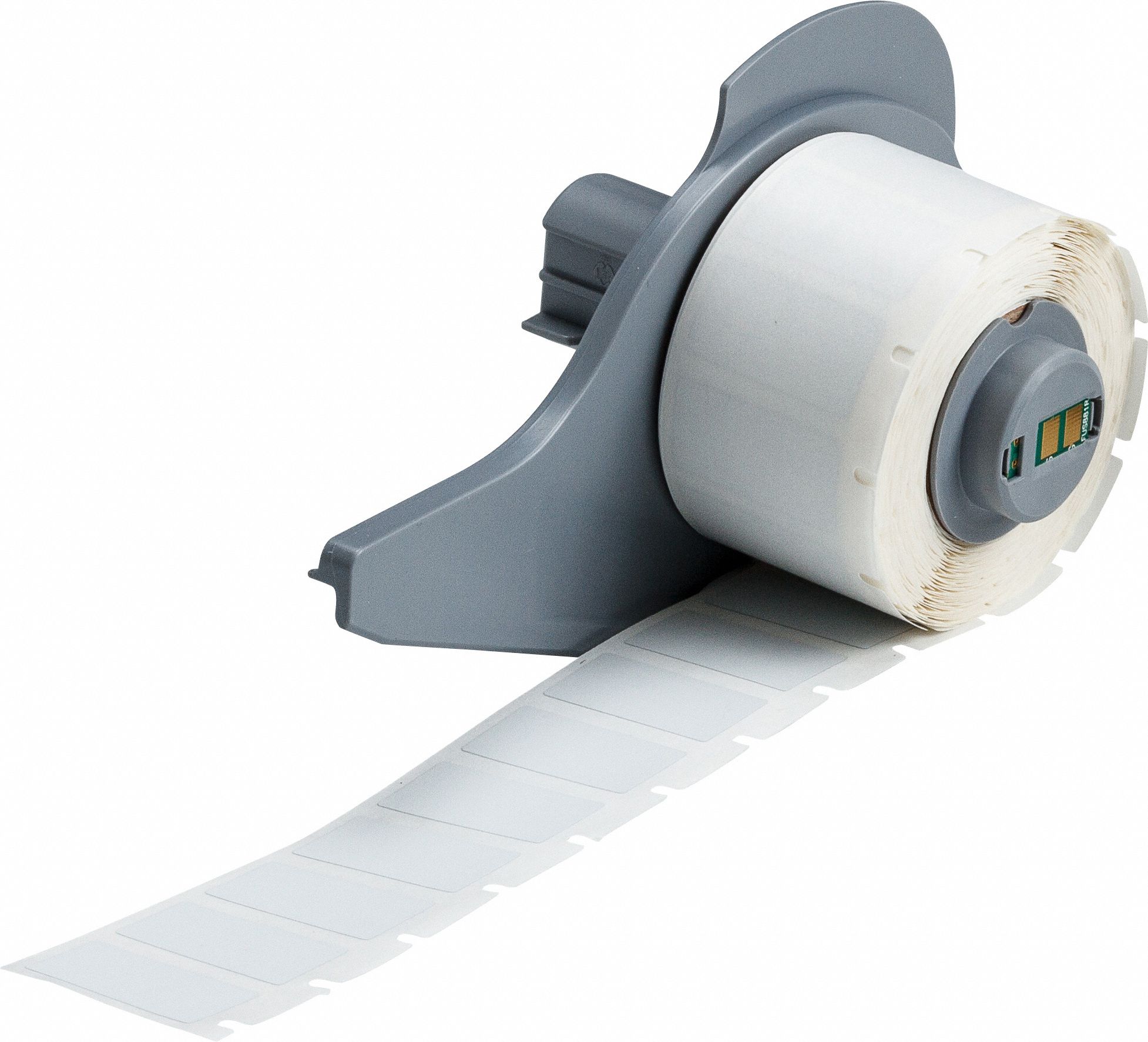 Pre-Cut Label Stock Roll: 1/2 in x 1 in, 1 in x 1/2 in, Polyester, Permanent Adhesive, Gray (Matte)