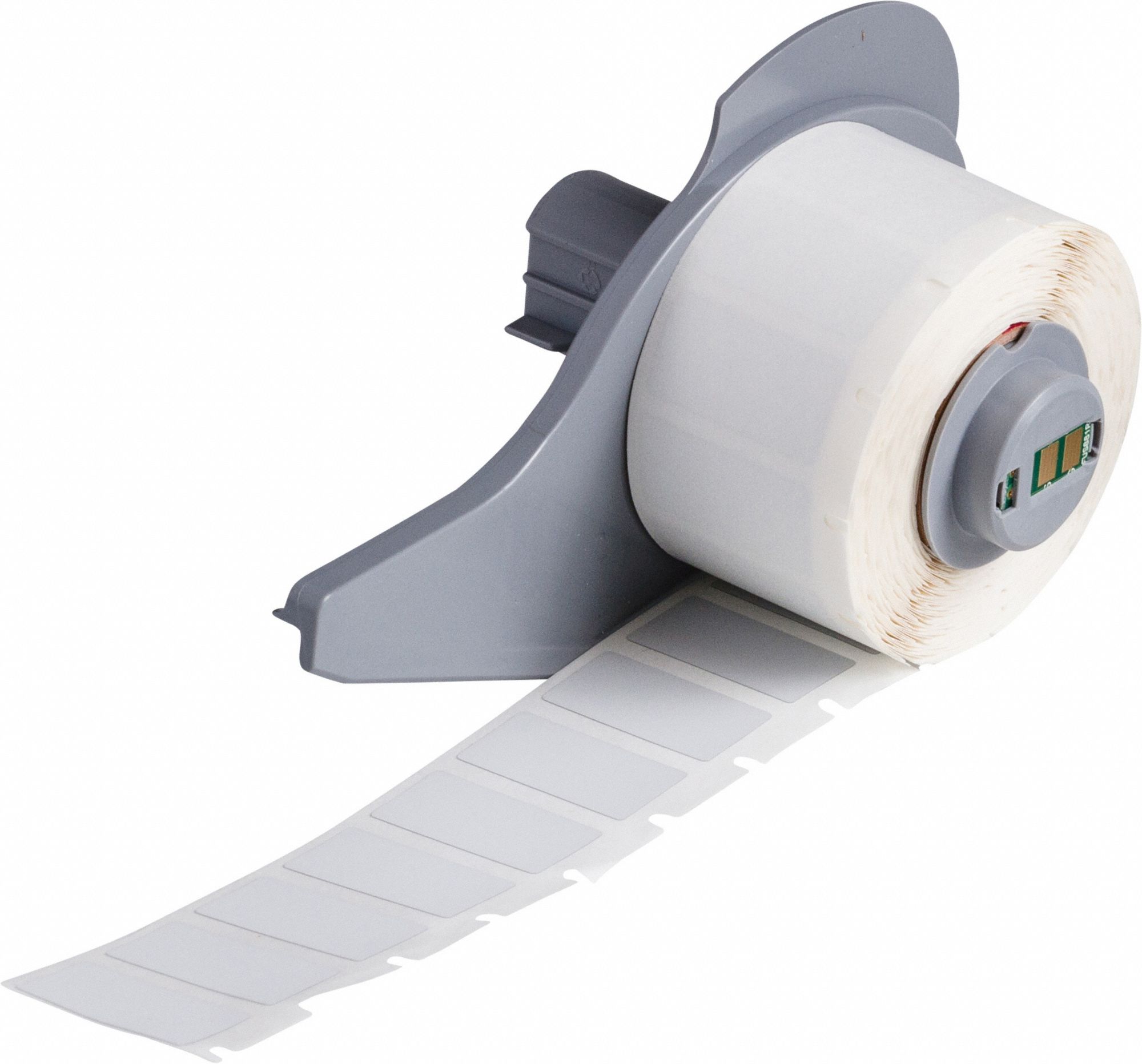 Pre-Cut Label Stock Roll: 1/2 in x 1 in, Rubber, Aggressive Adhesive/Permanent Adhesive, 500 Labels