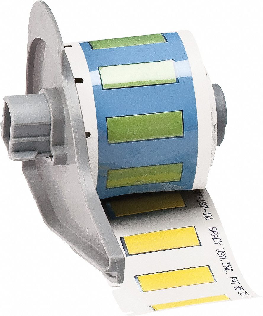 Sleeve Label: 1 in x 11/32 in, Polyolefin, Yellow (Matte), For 10 AWG to 16 AWG Wire Gauge