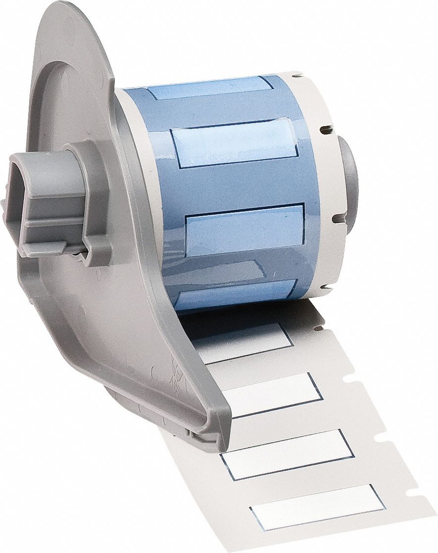 Sleeve Label: 1 in x 11/32 in, Polyolefin, White (Matte), For 10 AWG to 16 AWG Wire Gauge