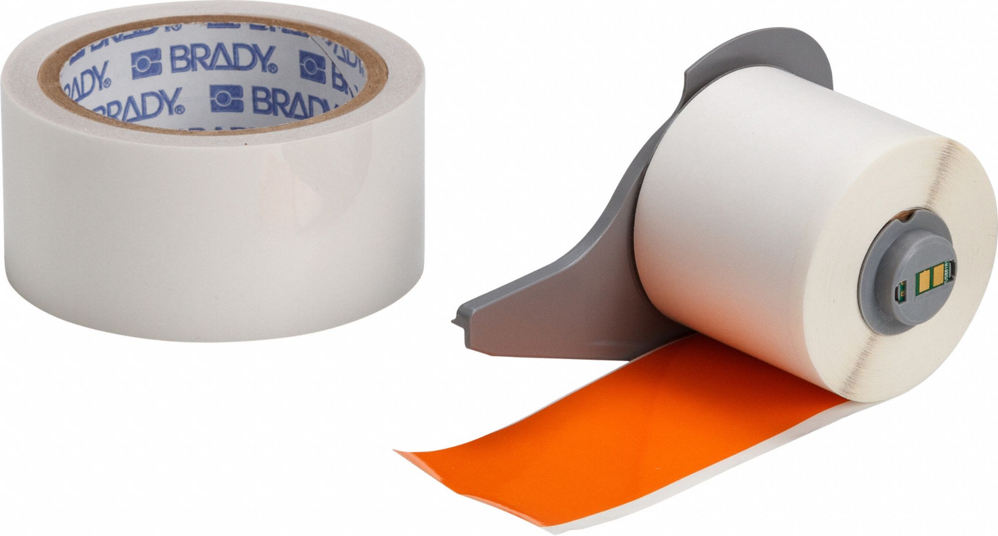 Continuous Label Stock: 2 in x 50 ft, Polyester With  Rubber  Adhesive, Orange (Gloss)