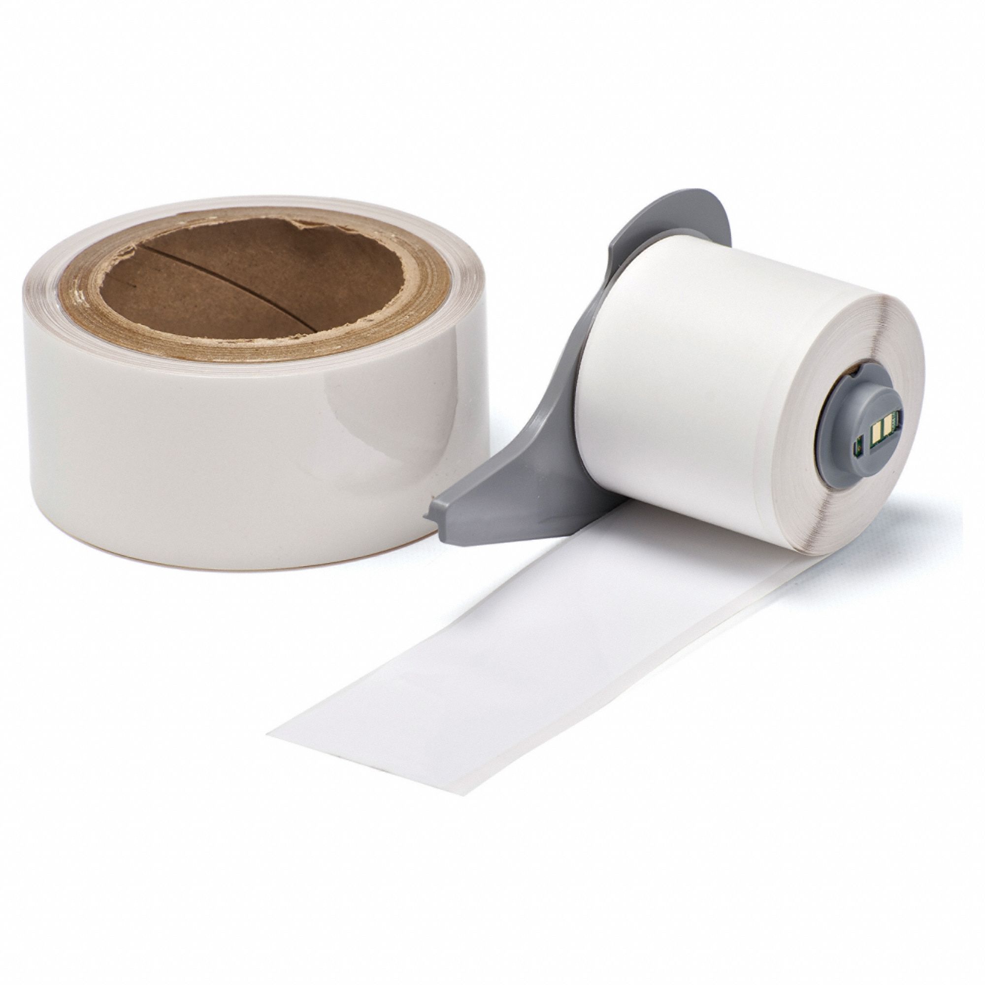 Continuous Label Stock: 2 in x 50 ft, Polyester With  Rubber  Adhesive, White (Gloss)