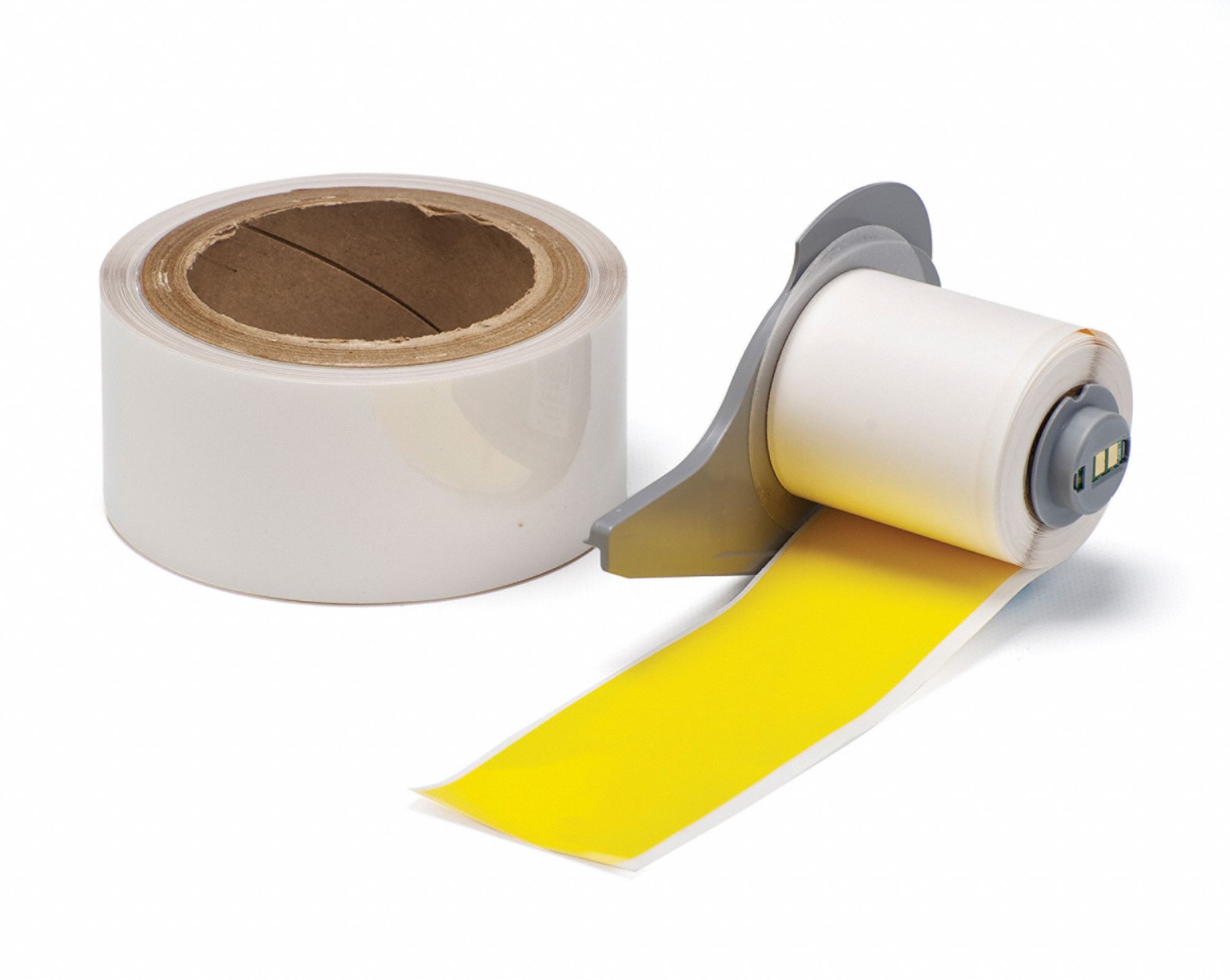 Continuous Label Stock: 2 in x 50 ft, Polyester With  Rubber  Adhesive, Yellow (Gloss)