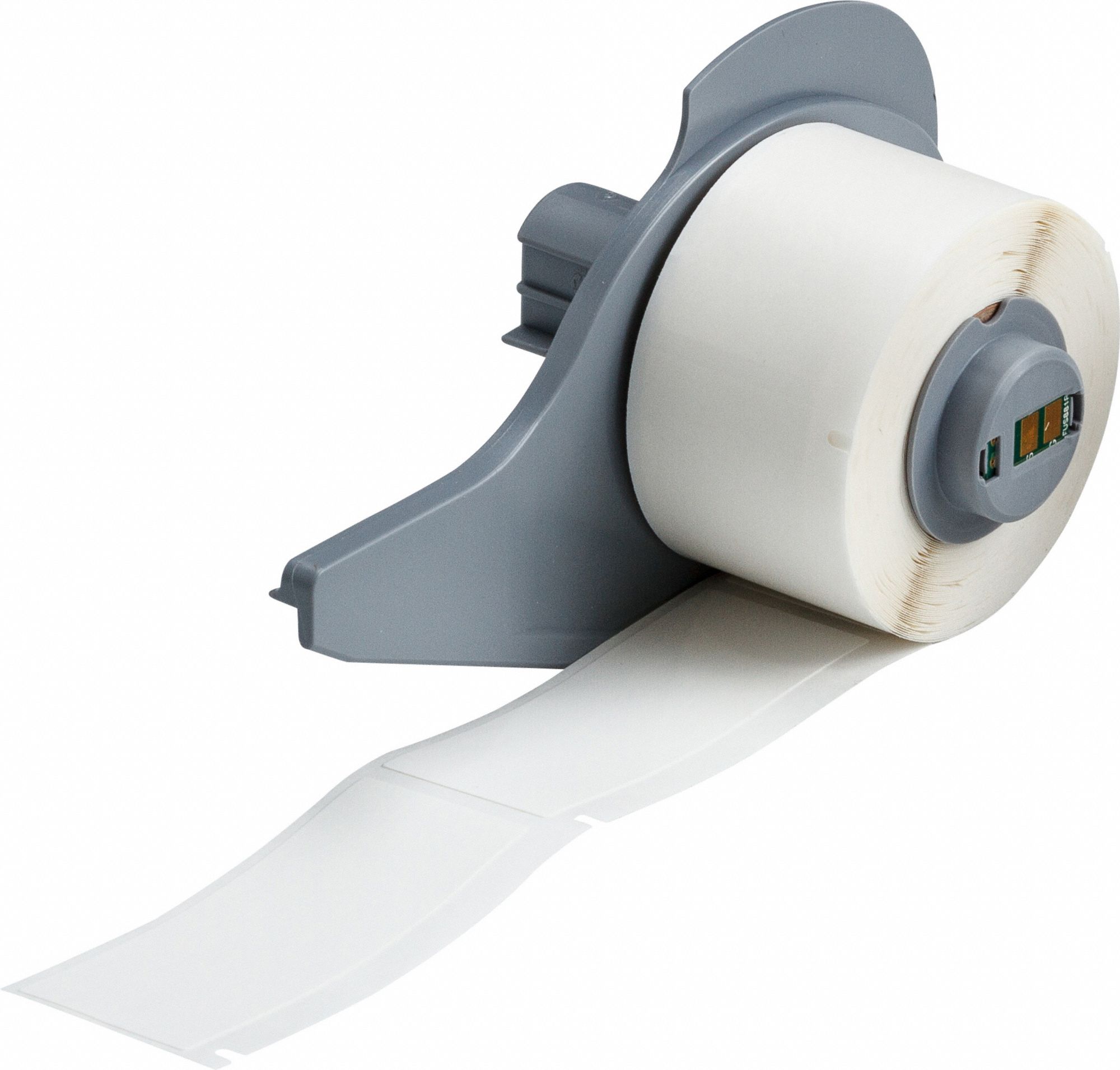 Wraparound Label: 2 1/2 in x 1 in, Vinyl, Black on White, For 0.61 in Wire Dia