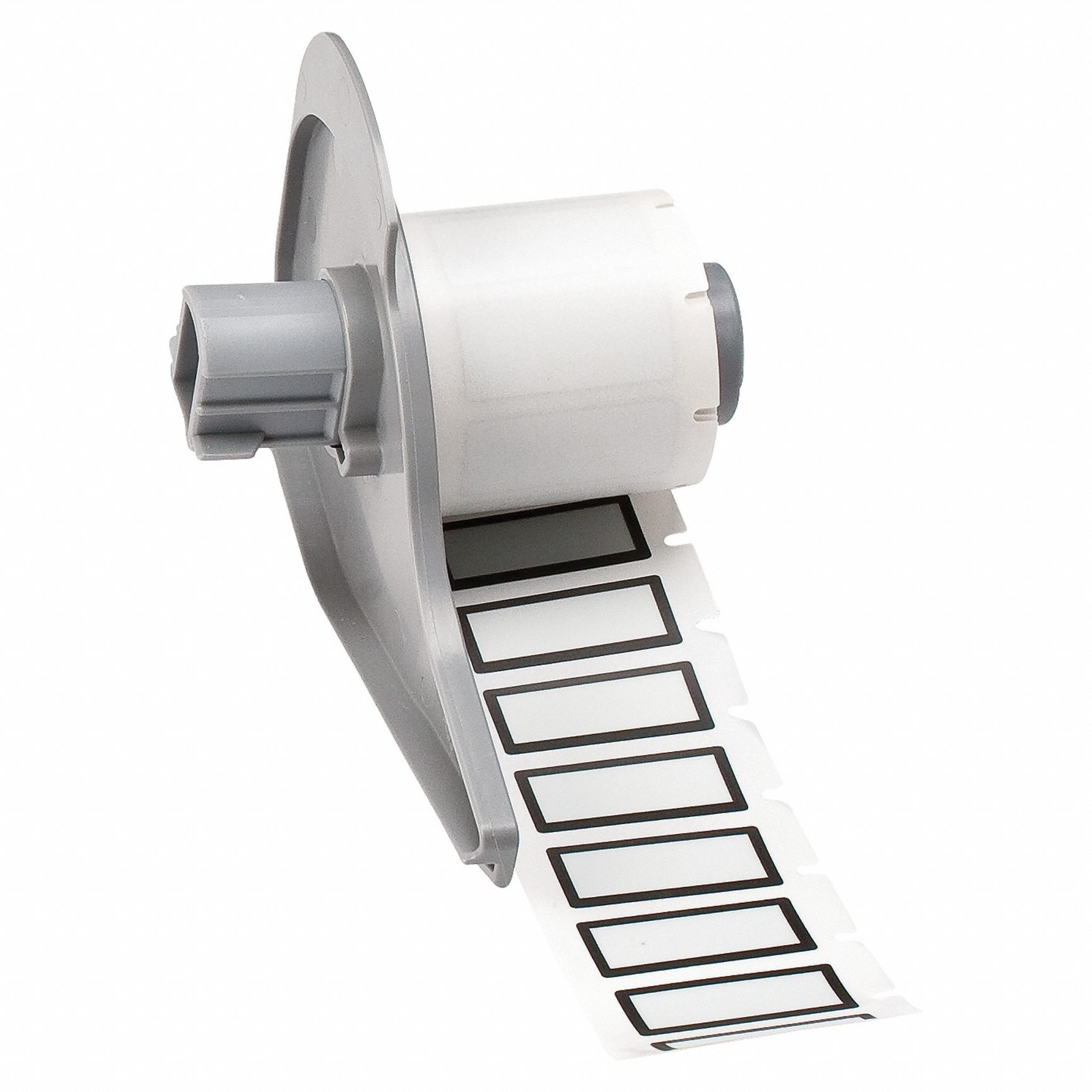Pre-Cut Label Stock Roll: 1/2 in x 1 1/8 in, 1 1/8 in x 1/2 in, Polyester, White (Gloss)