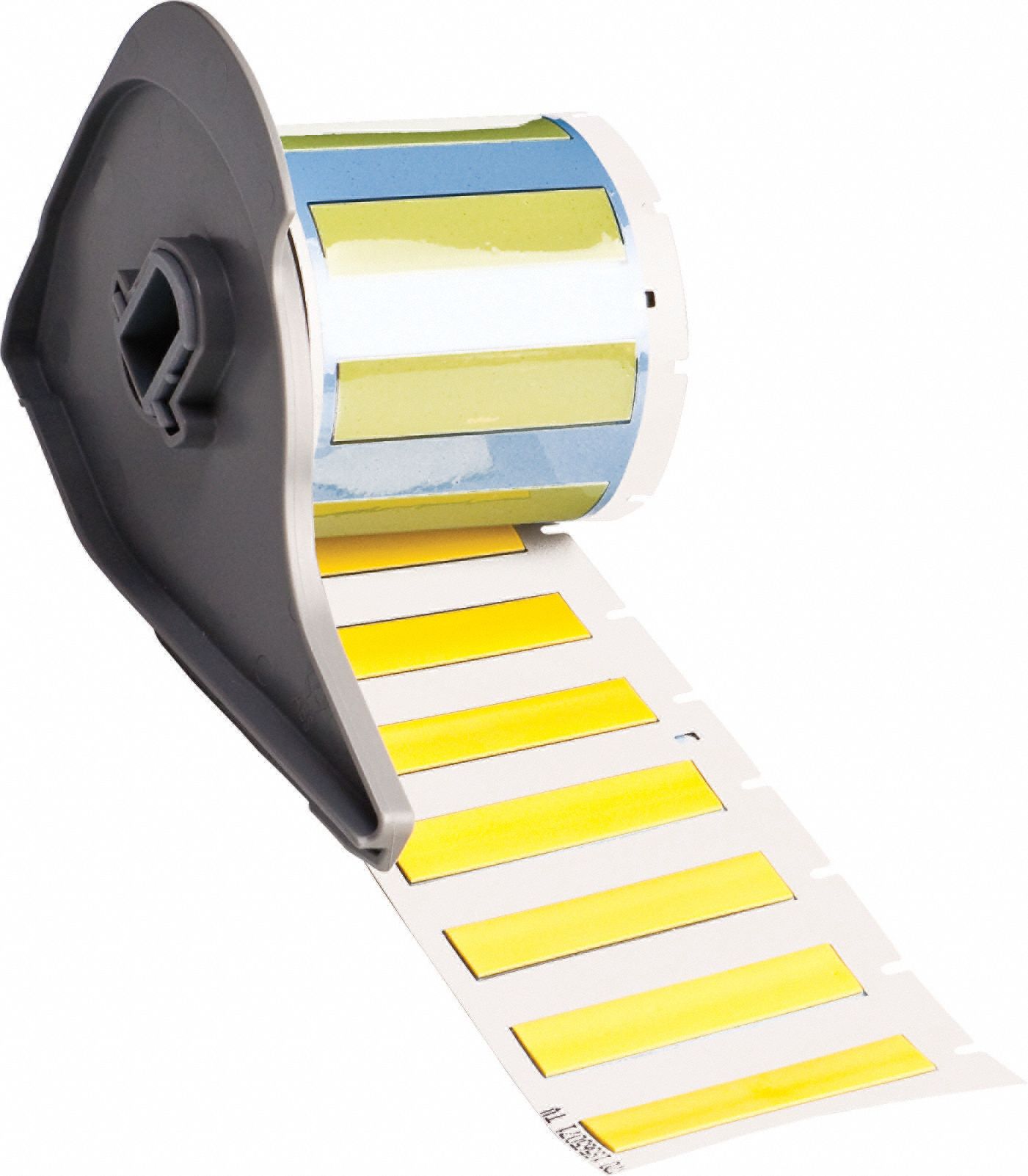 Sleeve Label: 1 3/4 in x 7/16 in, Polyolefin, Yellow (Matte), For 8 AWG to 16 AWG Wire Gauge