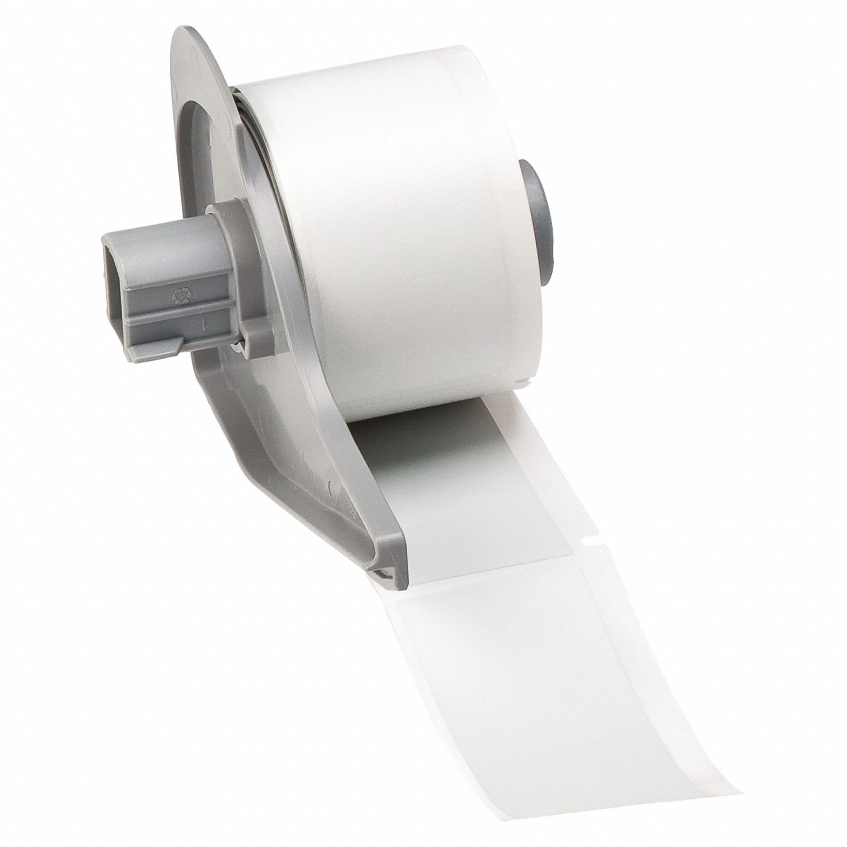 Pre-Cut Label Stock Roll: 1 1/4 in x 2 3/4 in, 2 3/4 in x 1 1/4 in, Polyester, Permanent Adhesive