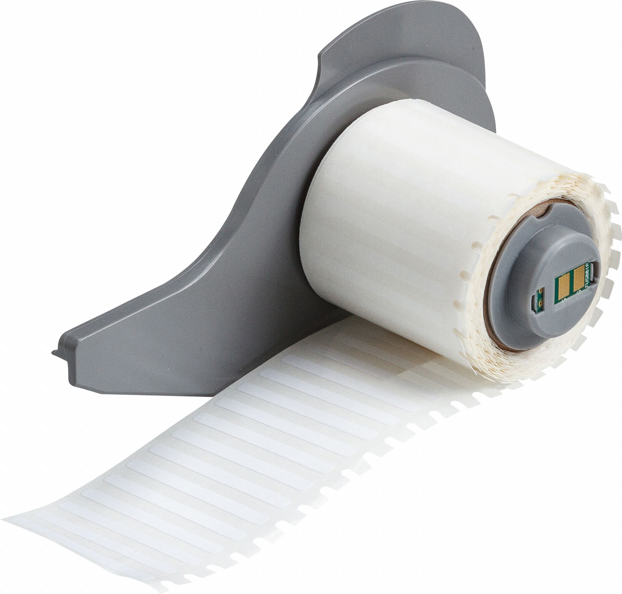 Pre-Cut Label Stock Roll: 1/8 in x 1 1/2 in, 1 1/2 in x 1/8 in, Polyester, White (Gloss)