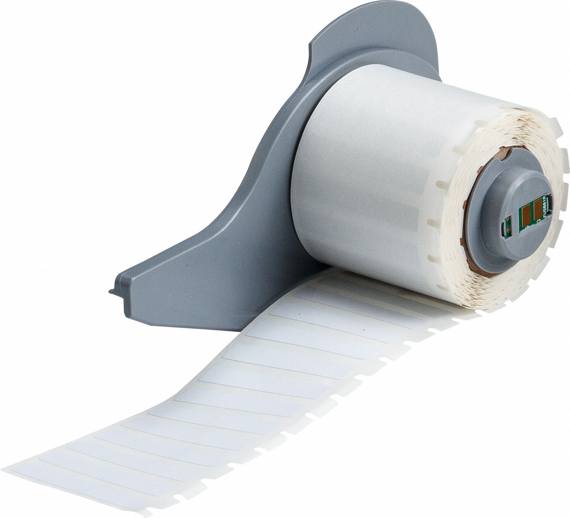 Pre-Cut Label Stock Roll: 1/4 in x 1 1/2 in, 1 1/2 in x 1/4 in, Polyester, White (Gloss)