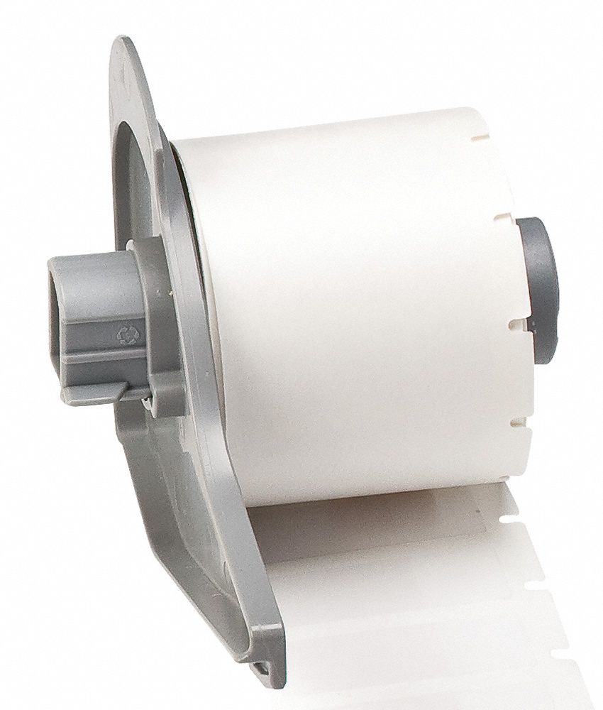 Wraparound Label: 1 1/2 in x 1/2 in, 1/2 in, Vinyl, White (Matte), For 10 AWG to 4 AWG Wire Gauge