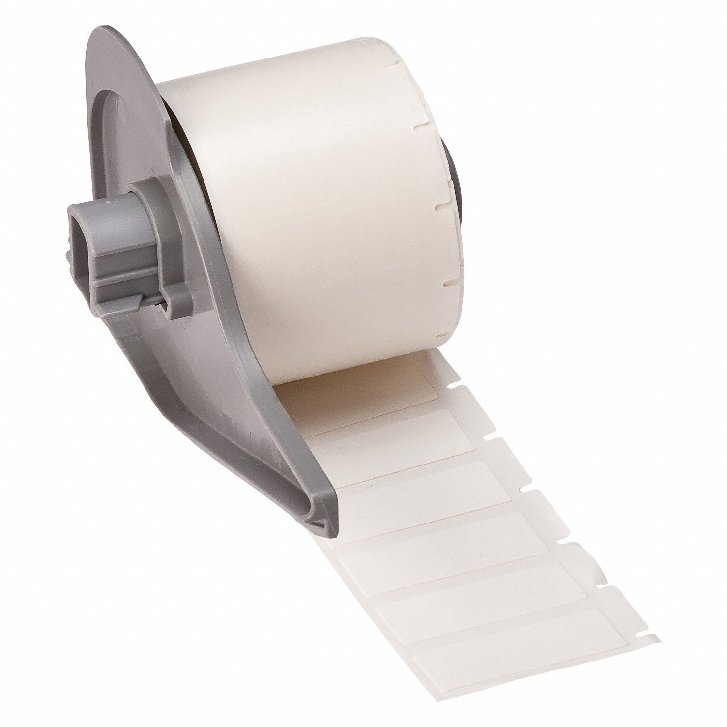 Pre-Cut Label Stock Roll: 1/2 in x 1 1/2 in, 1 1/2 in x 1/2 in, Polyester, Permanent Adhesive