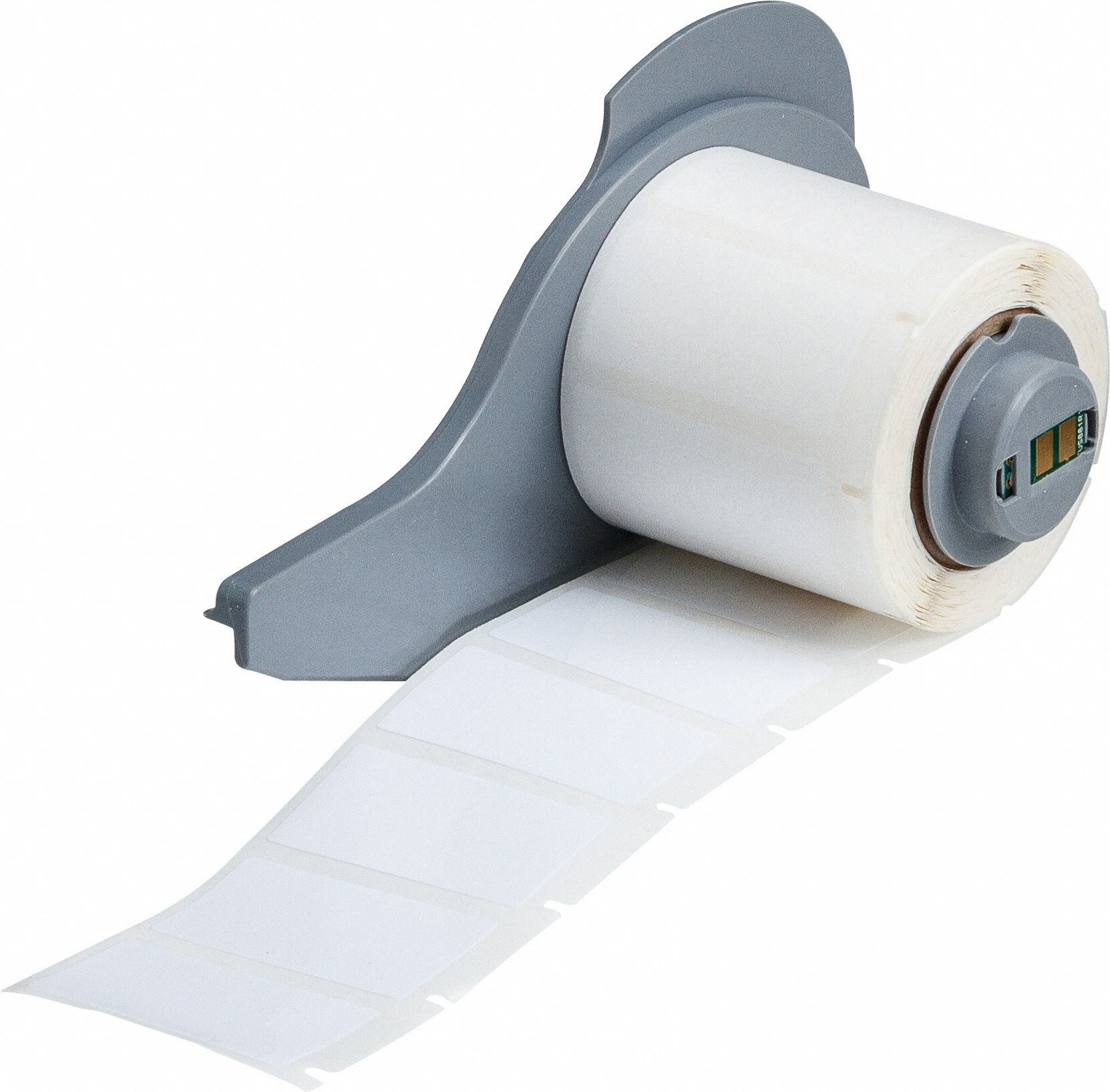 Pre-Cut Label Stock Roll: 3/4 in x 1 1/2 in, 1 1/2 in x 3/4 in, Polyester, White