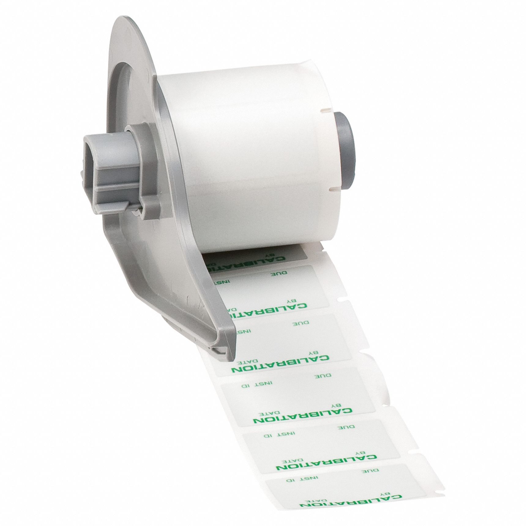 Pre-Cut Label Stock Roll: Calibration, 3/4 in x 1 1/2 in, 1 1/2 in x 3/4 in, Polyester, Gray/Green