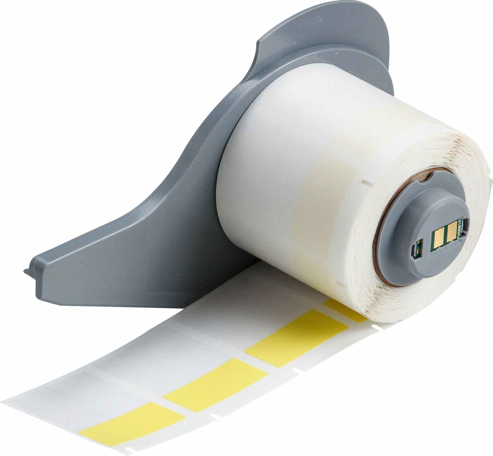 Wraparound Label: 1 1/2 in x 1 in, 1 in, Vinyl, Yellow (Matte), For 10 AWG to 4 AWG Wire Gauge