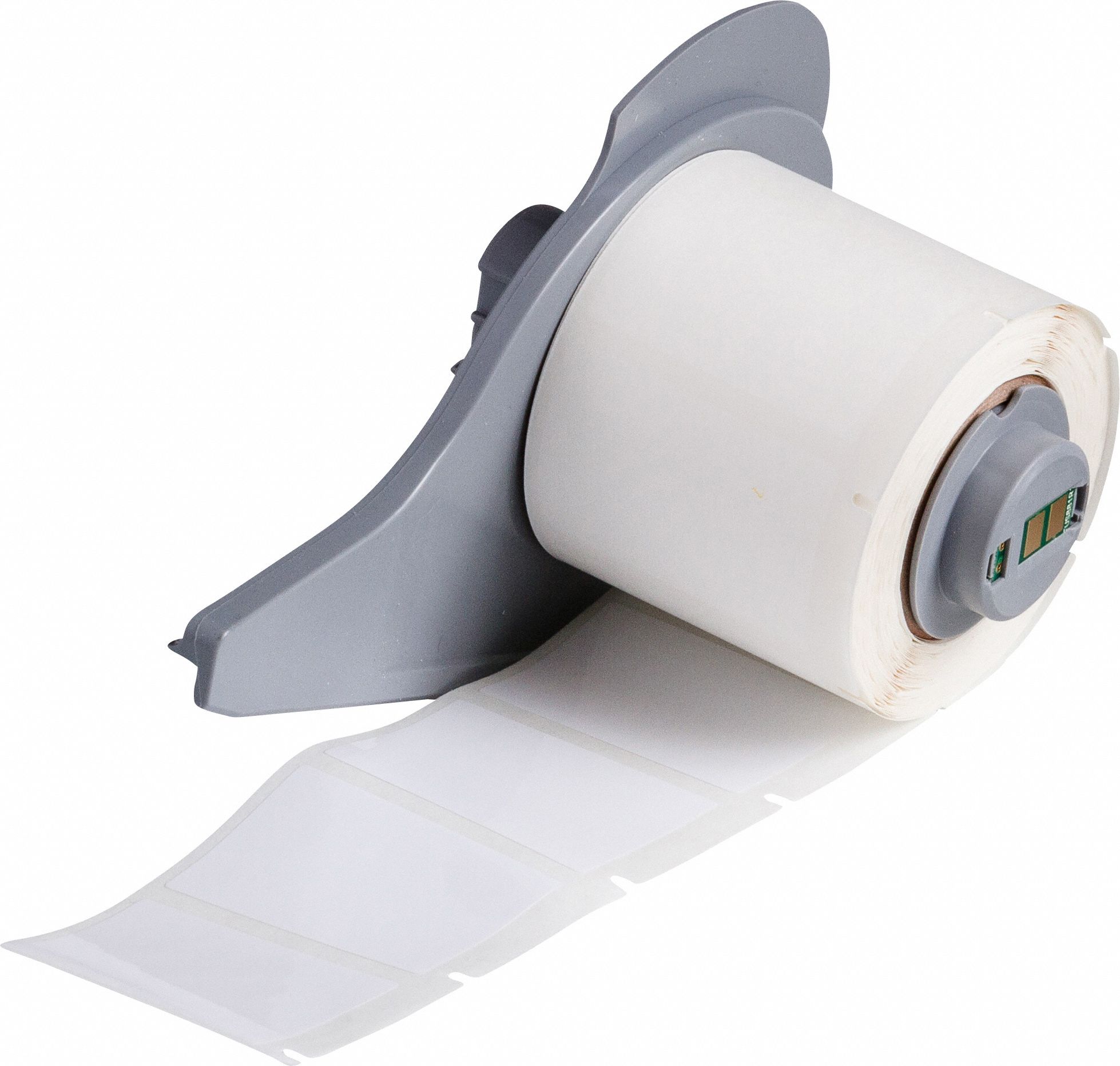 Pre-Cut Label Stock Roll: 1 in x 1 1/2 in, Rubber, Aggressive Adhesive/Permanent Adhesive