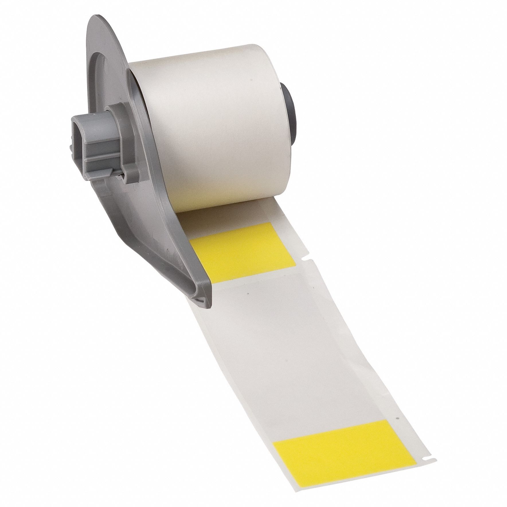 Wraparound Label: 4 in x 1 1/2 in, 1 1/2 in, Vinyl, Yellow (Matte), For 0.43 in to 0.96 in Wire Dia