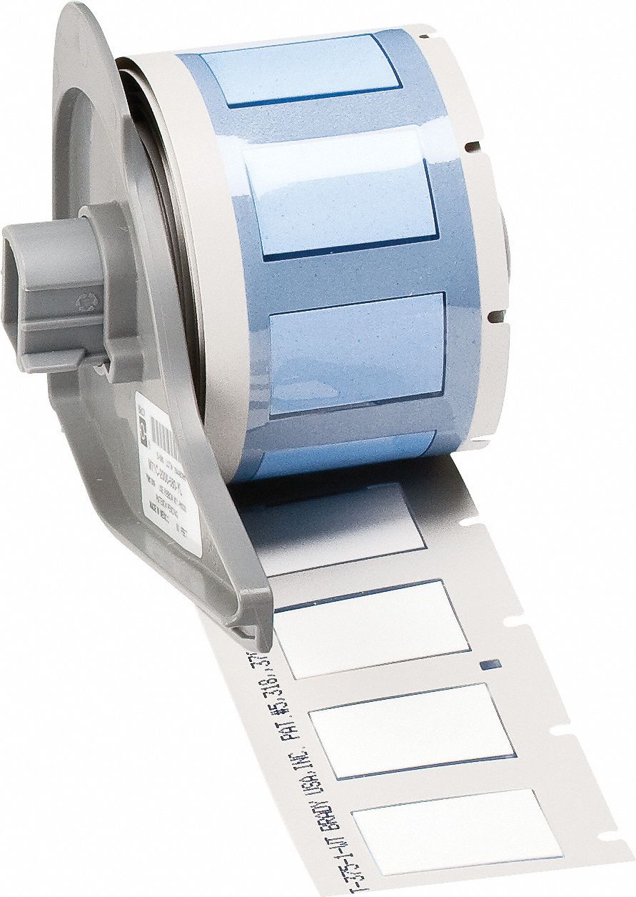 Sleeve Label: 1 in x 21/32 in, Polyolefin, White (Matte), For 4 AWG to 12 AWG Wire Gauge