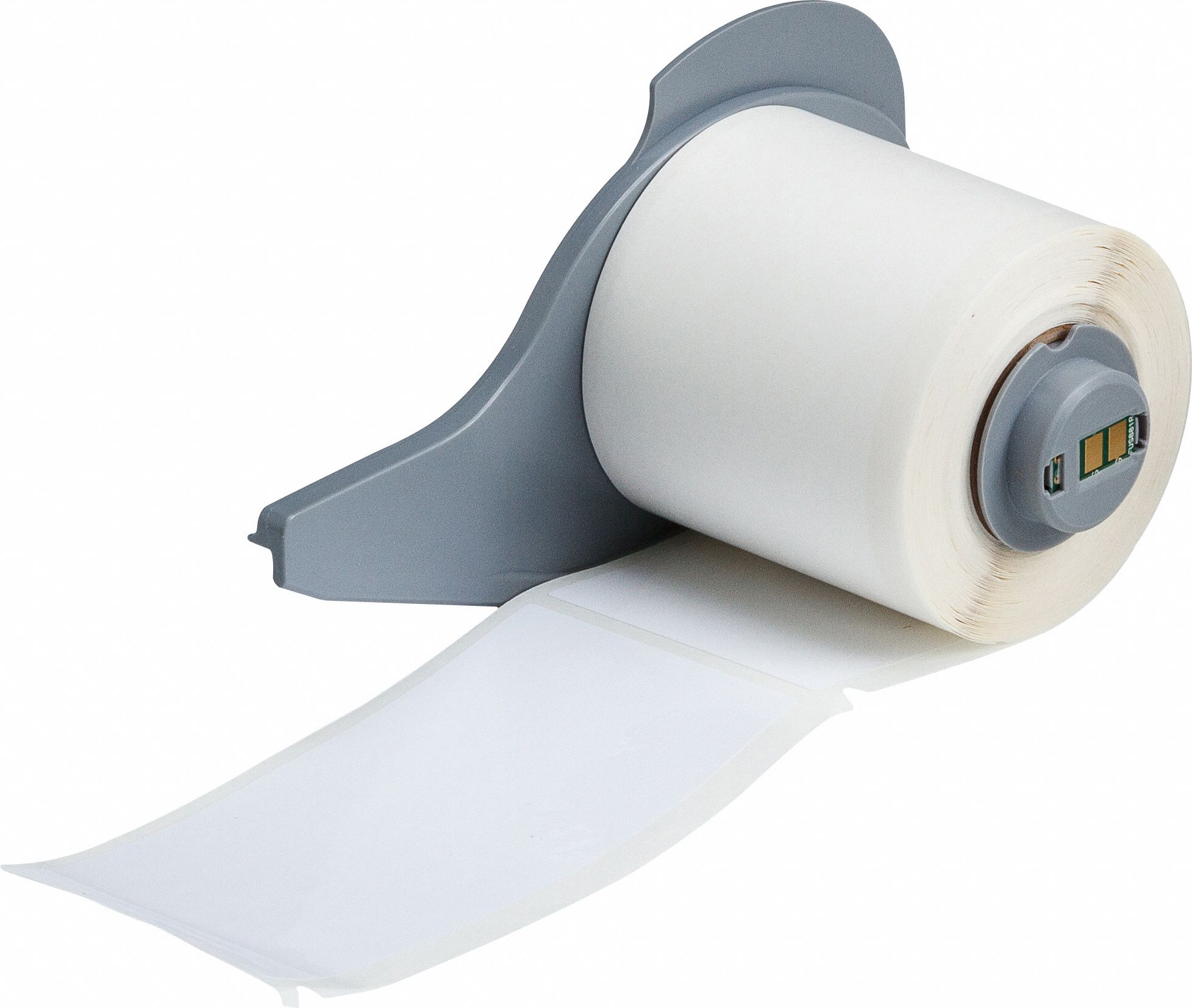 Pre-Cut Label Stock Roll: 1 29/32 in x 4 in, Rubber, Aggressive Adhesive/Permanent Adhesive