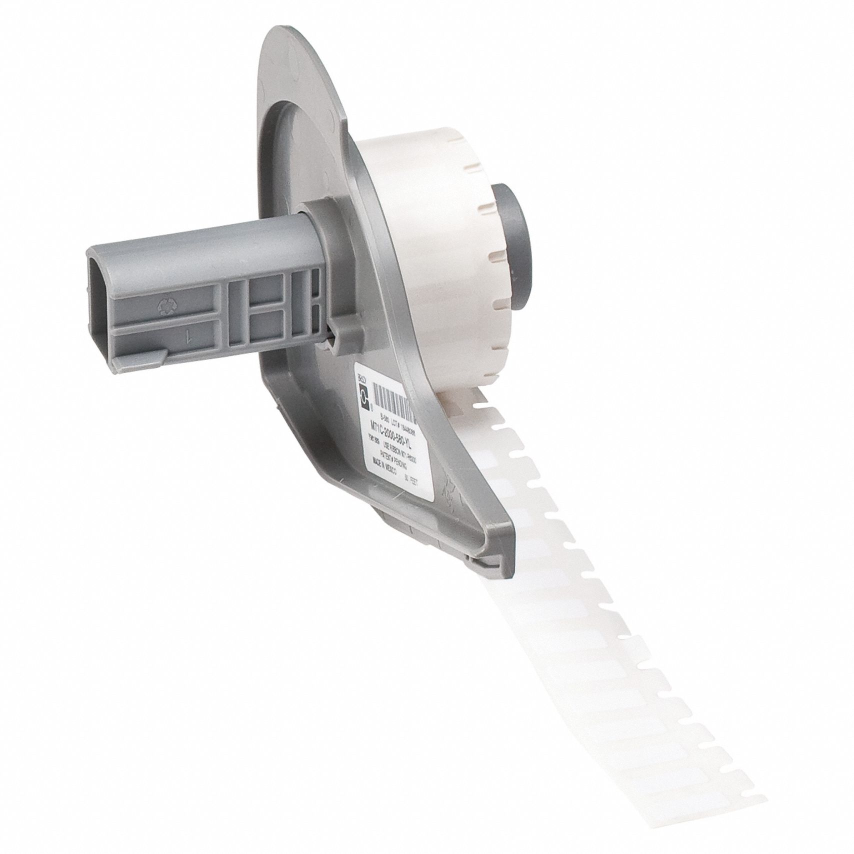 Pre-Cut Label Stock Roll: 13/64 in x 1/2 in, 1/2 in x 13/64 in, Polyester, White (Gloss)