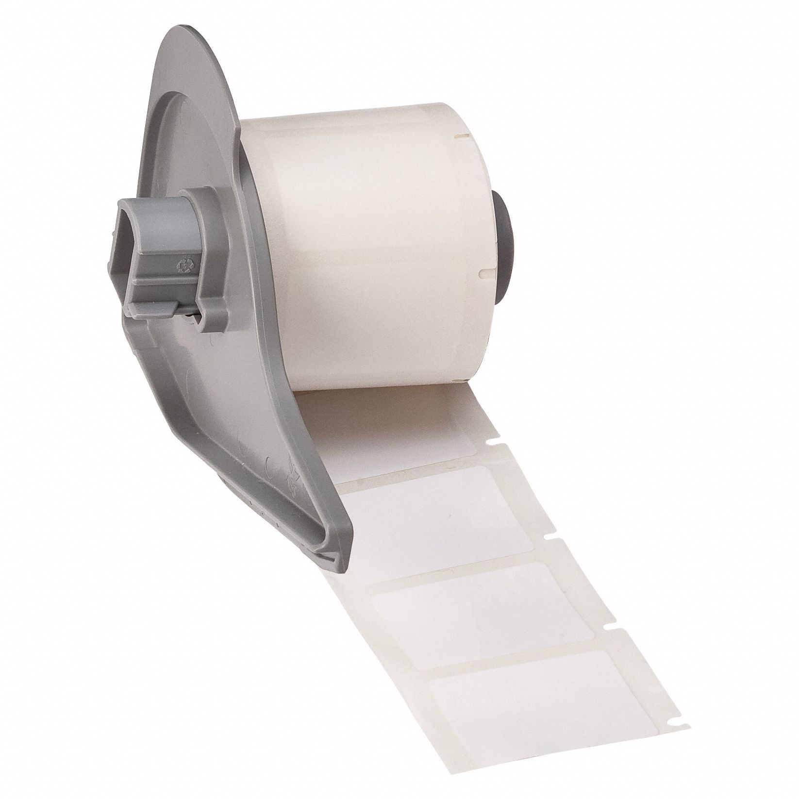 Pre-Cut Label Stock Roll: 1 in x 1 3/8 in, Rubber, Aggressive Adhesive/Permanent Adhesive