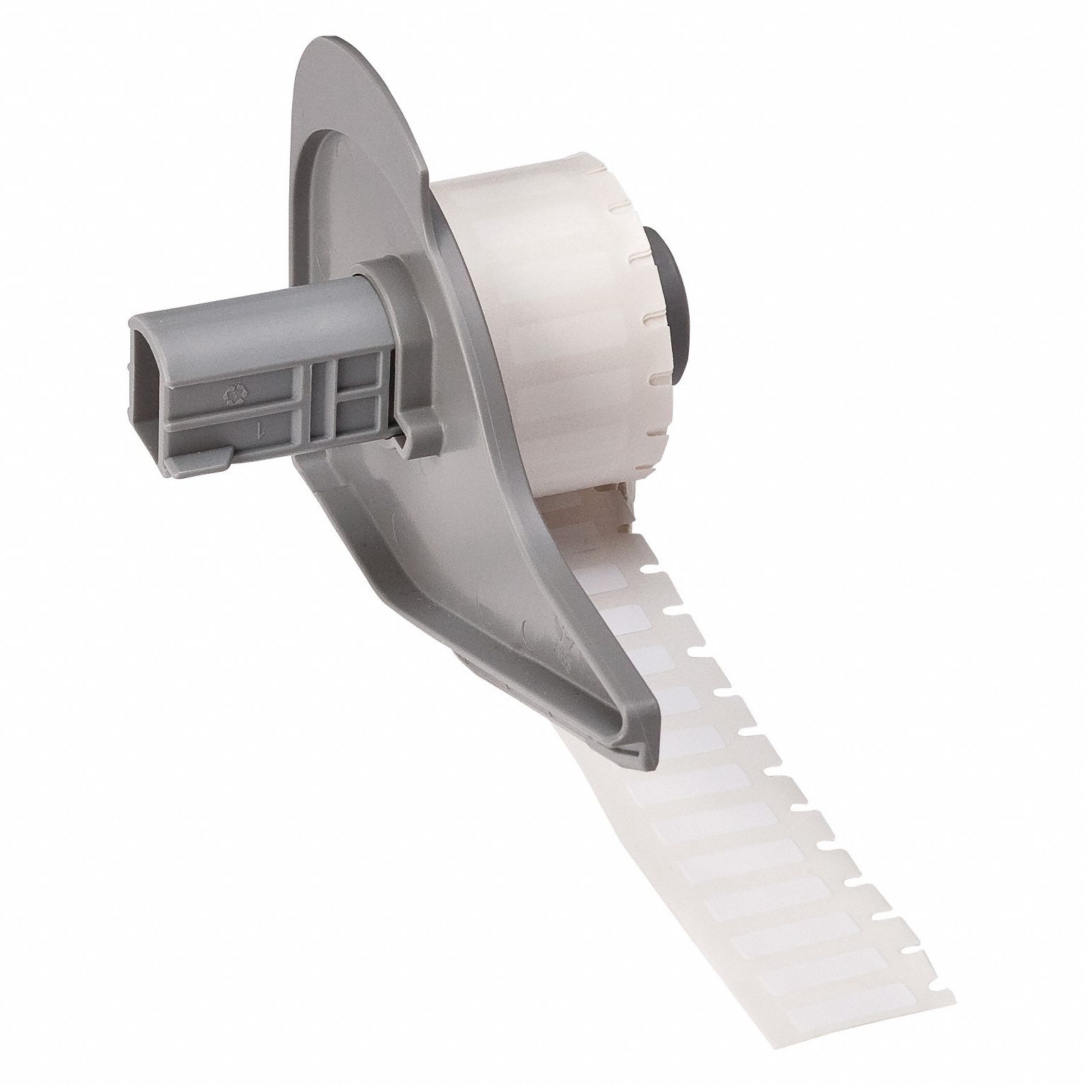 Pre-Cut Label Stock Roll: 13/64 in x 21/32 in, 21/32 in x 13/64 in, Polyester, White (Gloss)