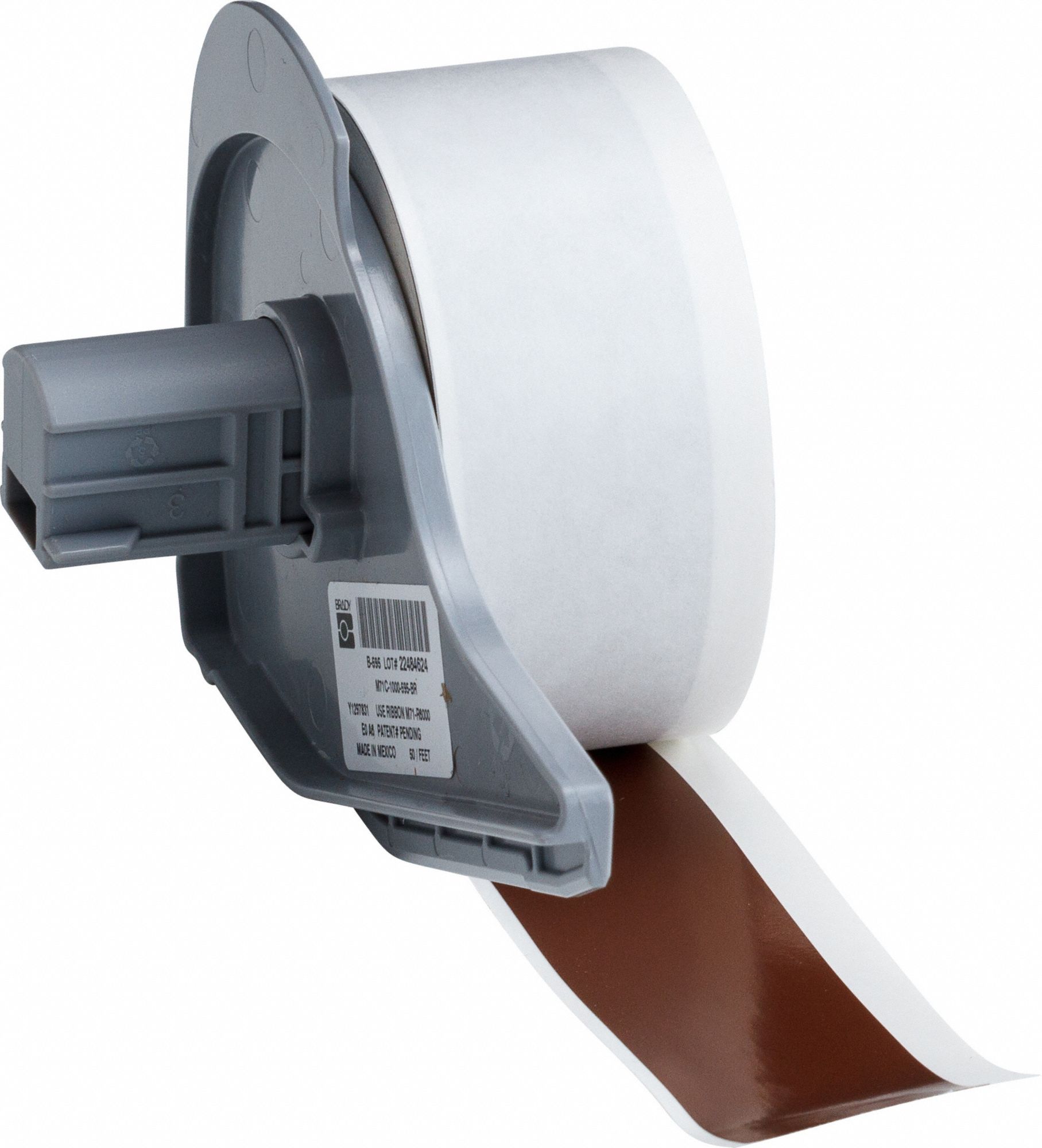 Continuous Label Stock: 1 in x 50 ft, Vinyl, Brown (Gloss), Outdoor