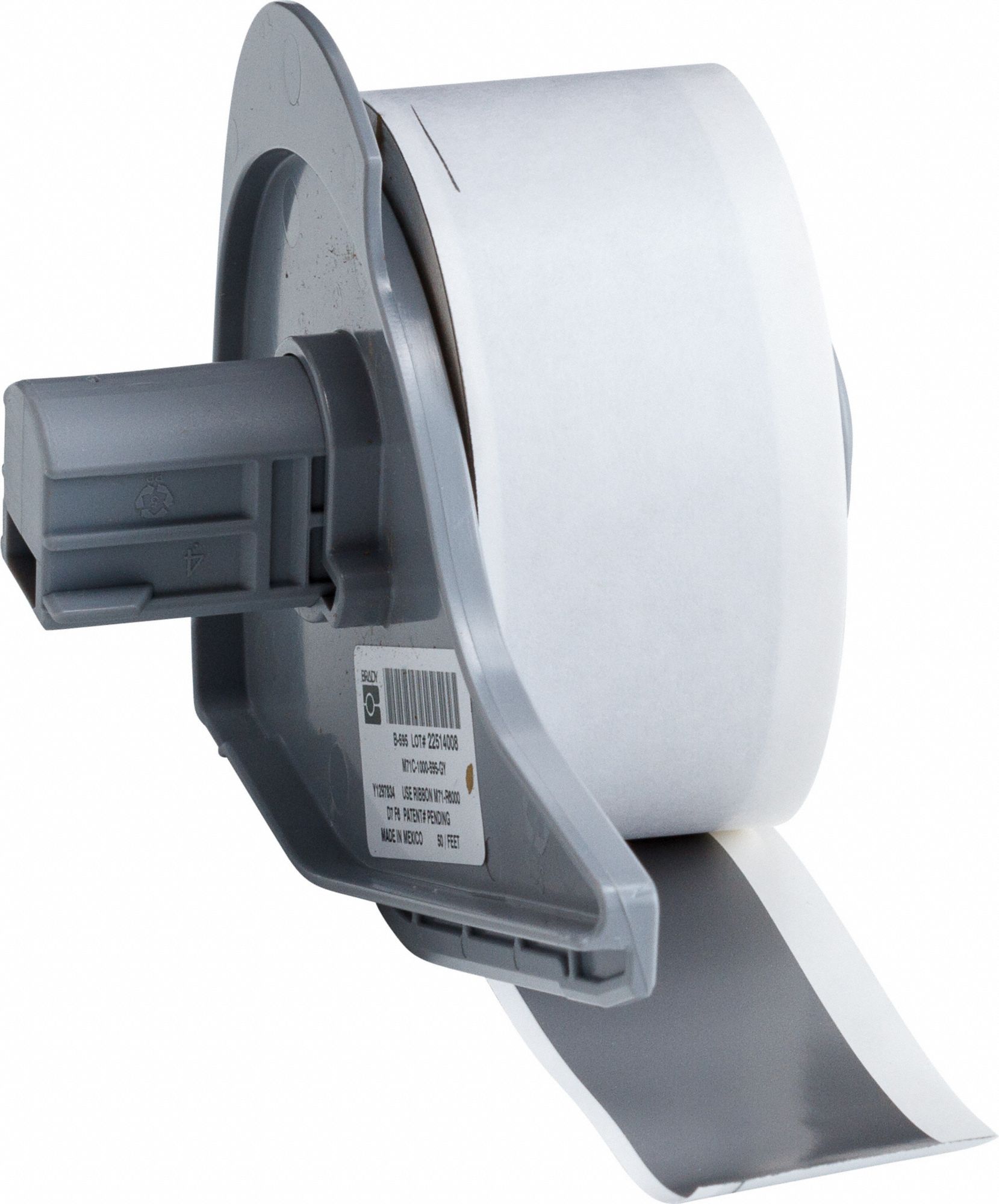 Continuous Label Stock: 1 in x 50 ft, Vinyl, Gray (Gloss), Outdoor