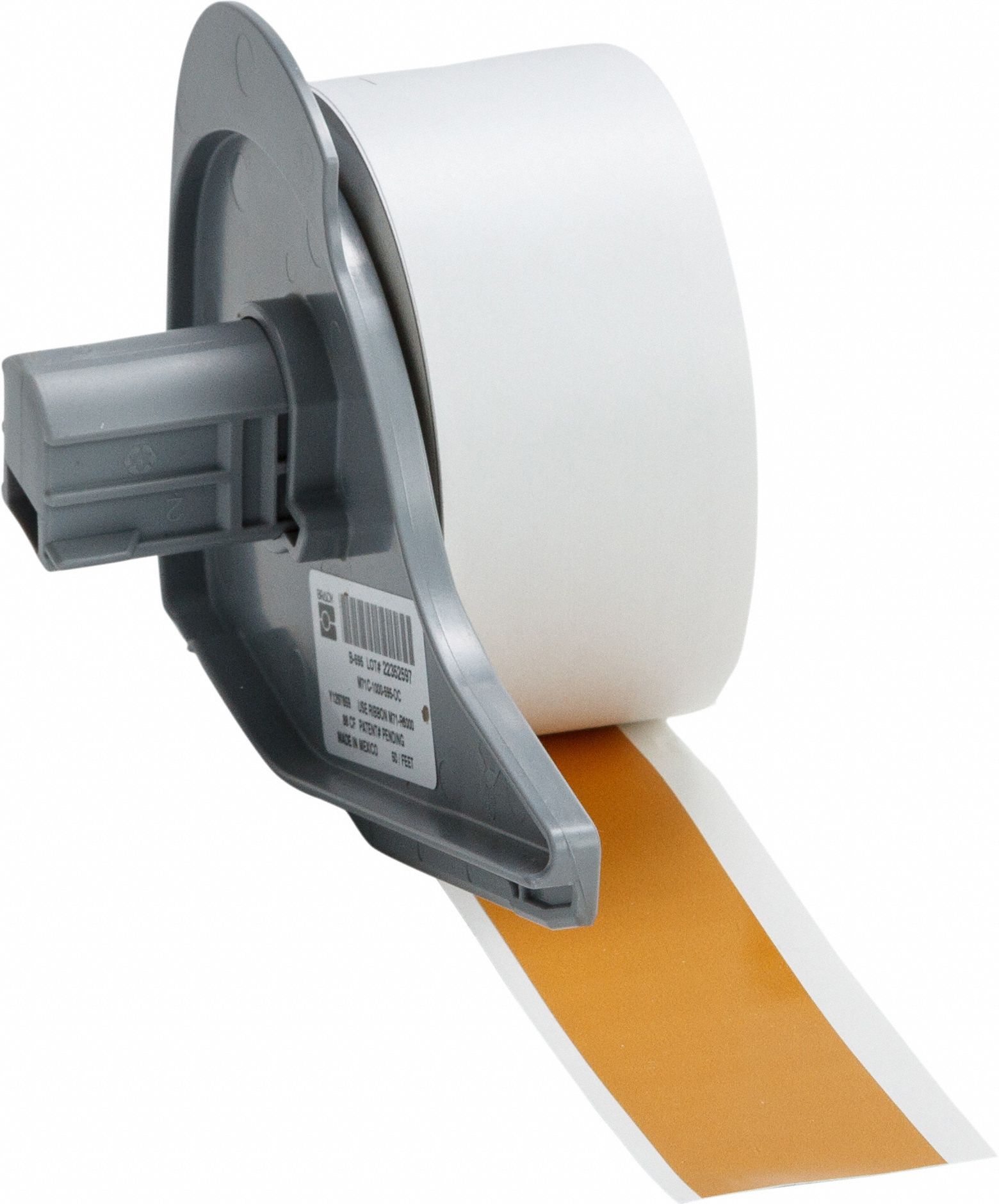 Continuous Label Stock: 1 in x 50 ft, Vinyl, Ochre (Gloss), Outdoor