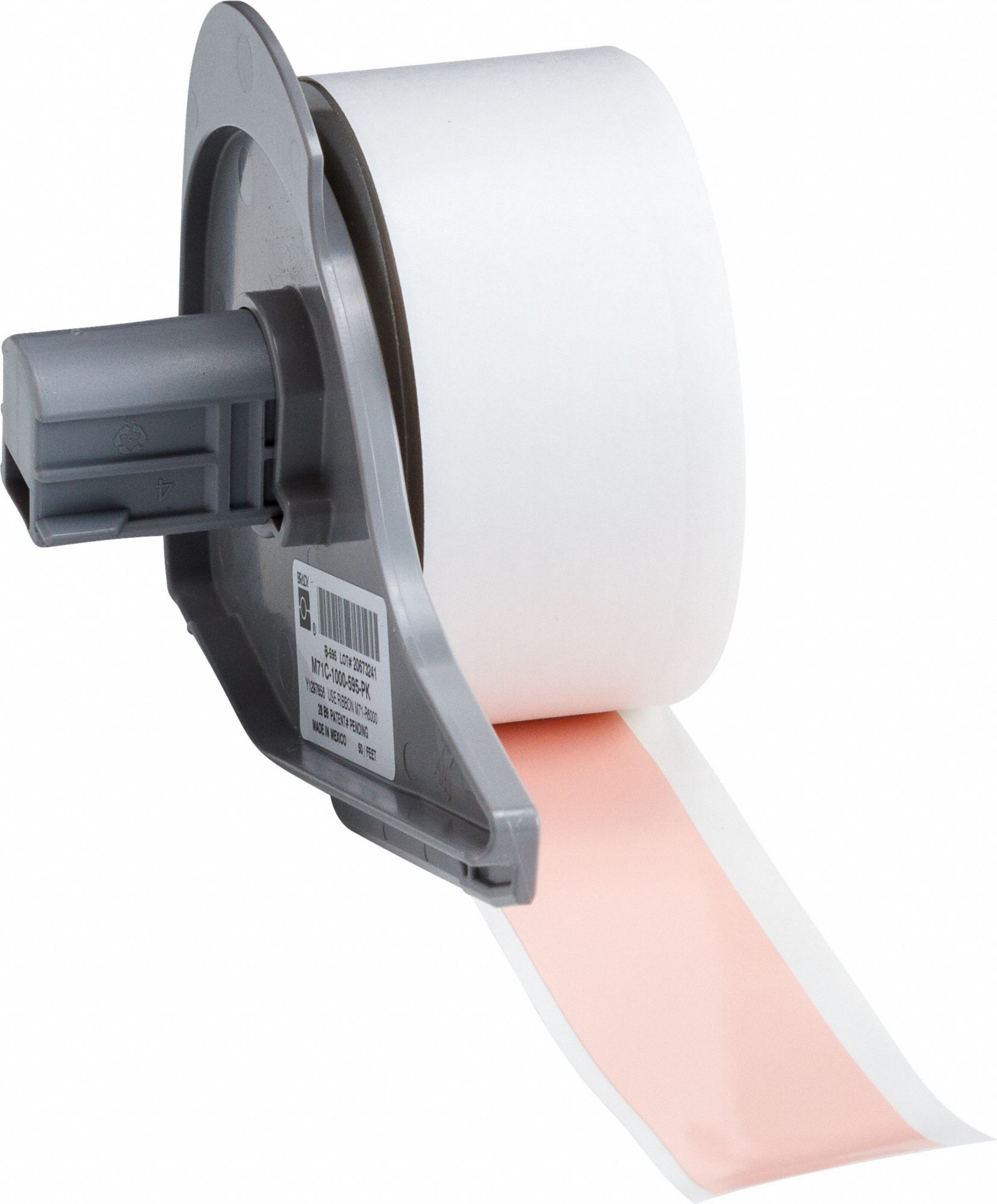 Continuous Label Stock: 1 in x 50 ft, Vinyl, Pink (Gloss), Outdoor