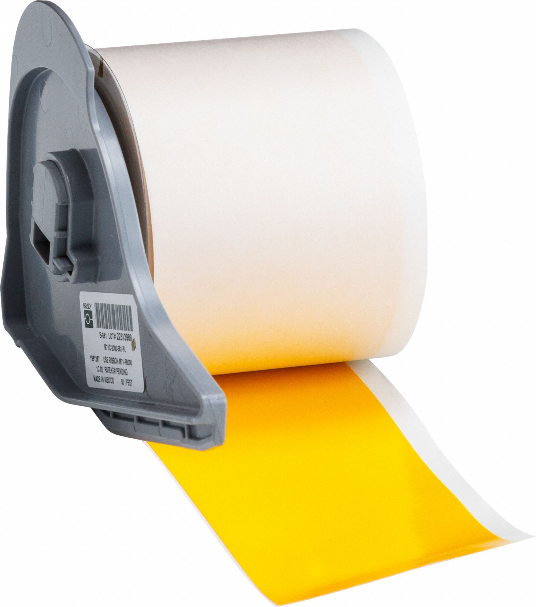 Continuous Label Stock: 2 in x 50 ft, Vinyl, Yellow (Gloss), Outdoor