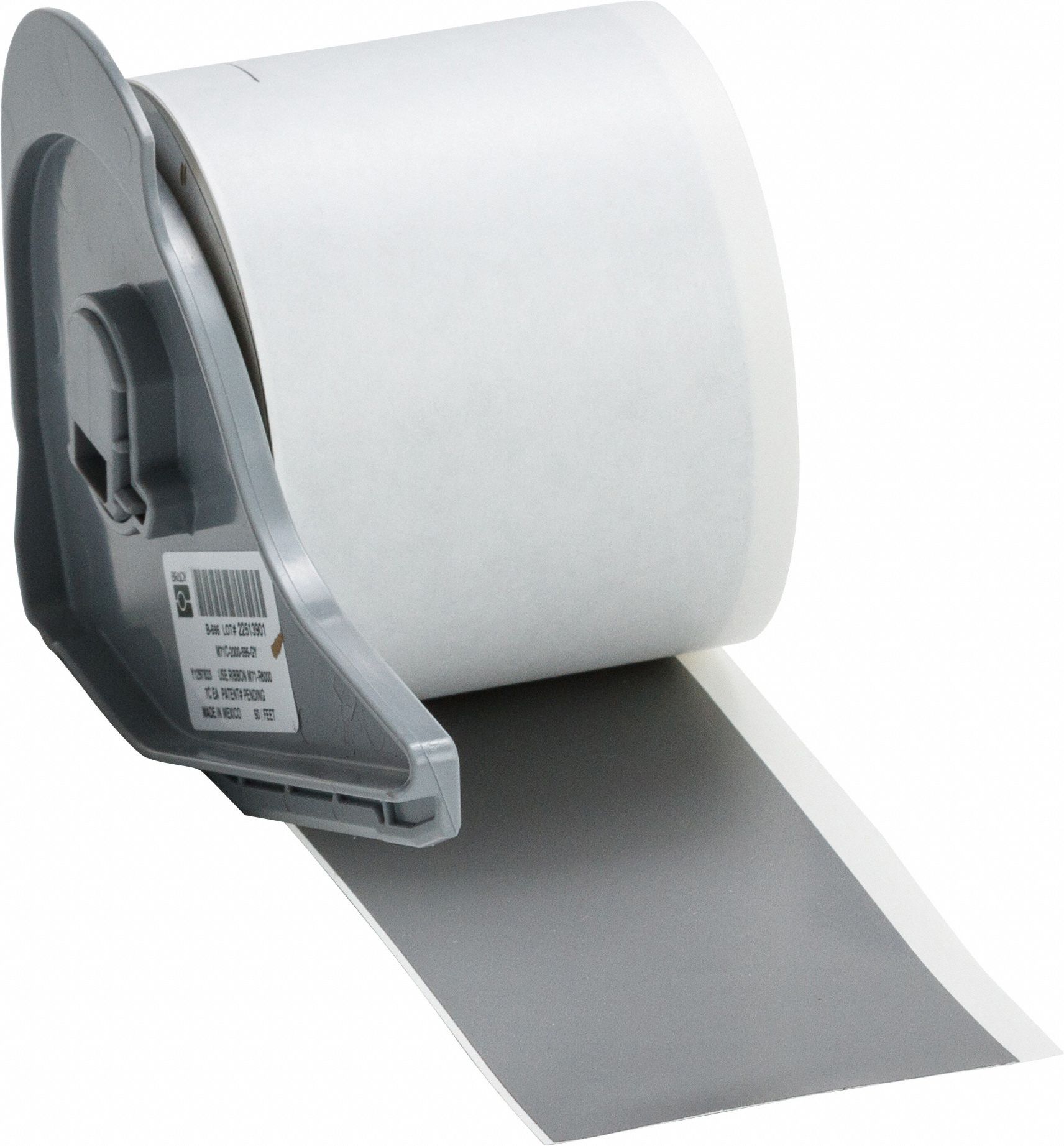 Continuous Label Stock: 2 in x 50 ft, Vinyl, Gray (Gloss), Outdoor