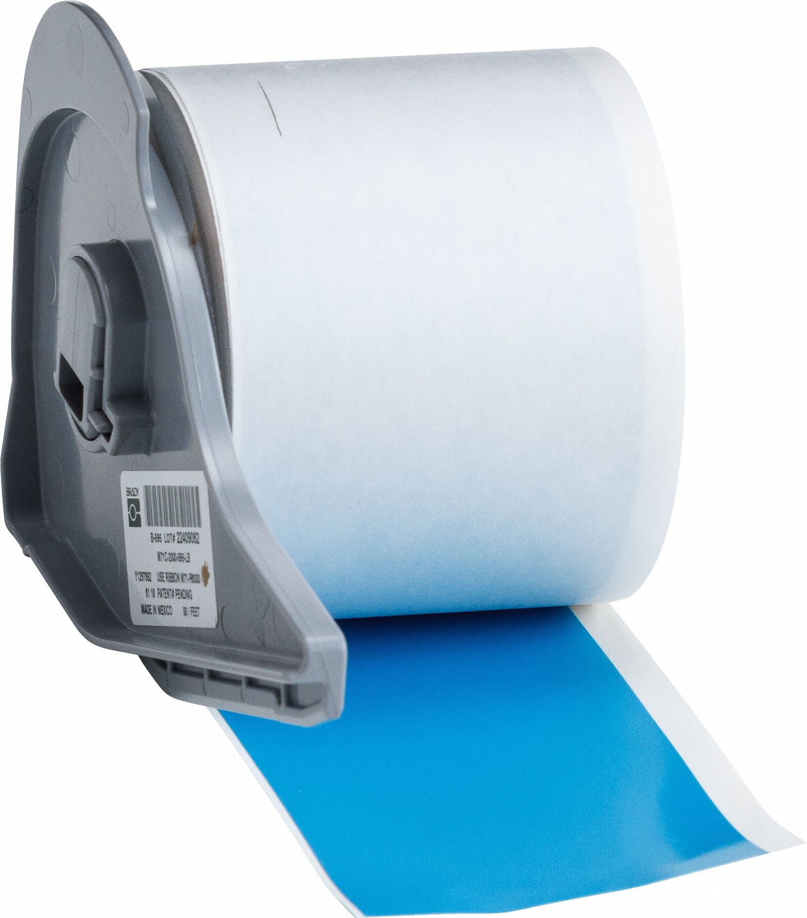 Continuous Label Stock: 2 in x 50 ft, Vinyl, Blue (Gloss), Outdoor