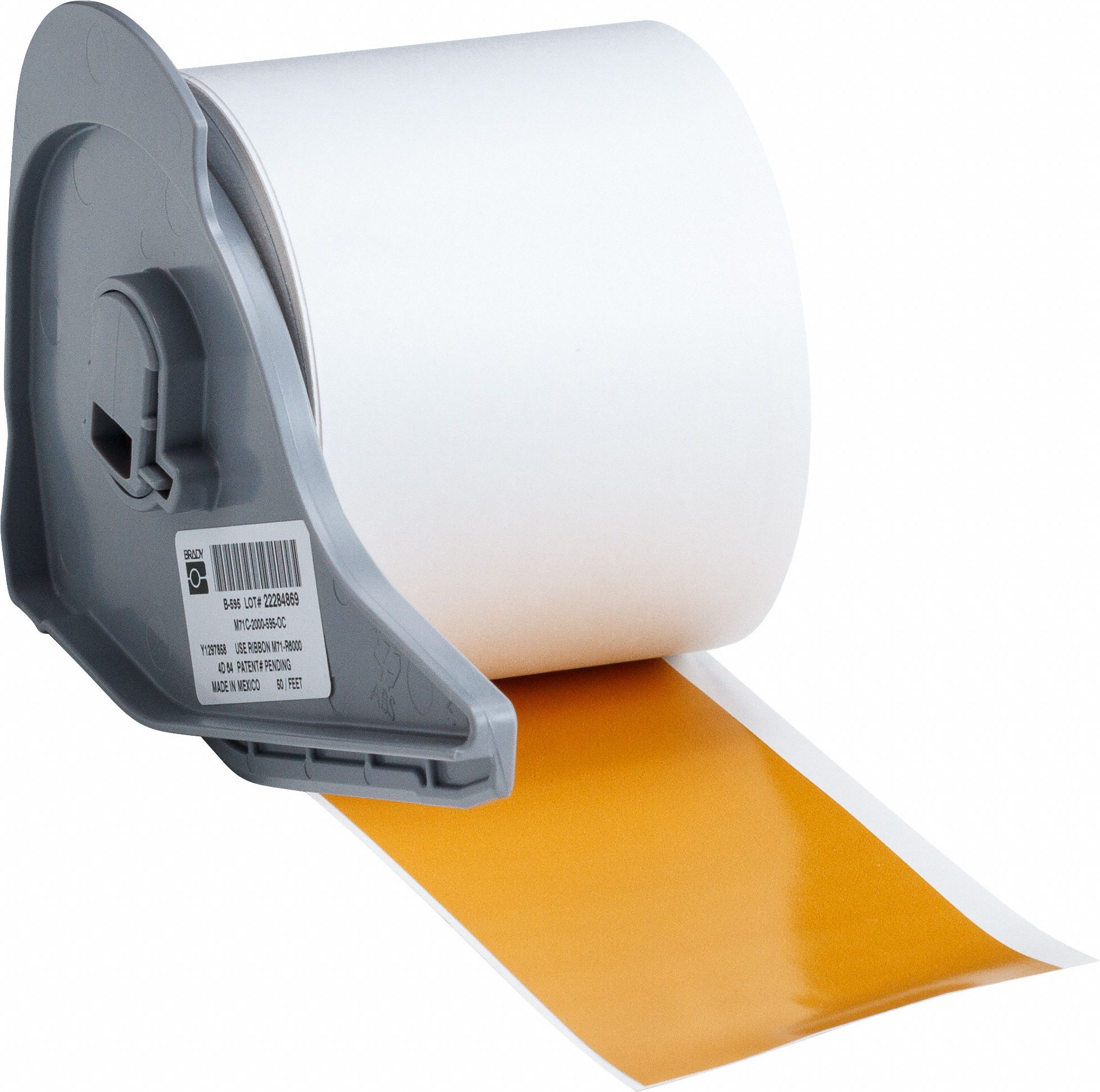 Continuous Label Stock: 2 in x 50 ft, Vinyl, Ochre (Gloss), Outdoor