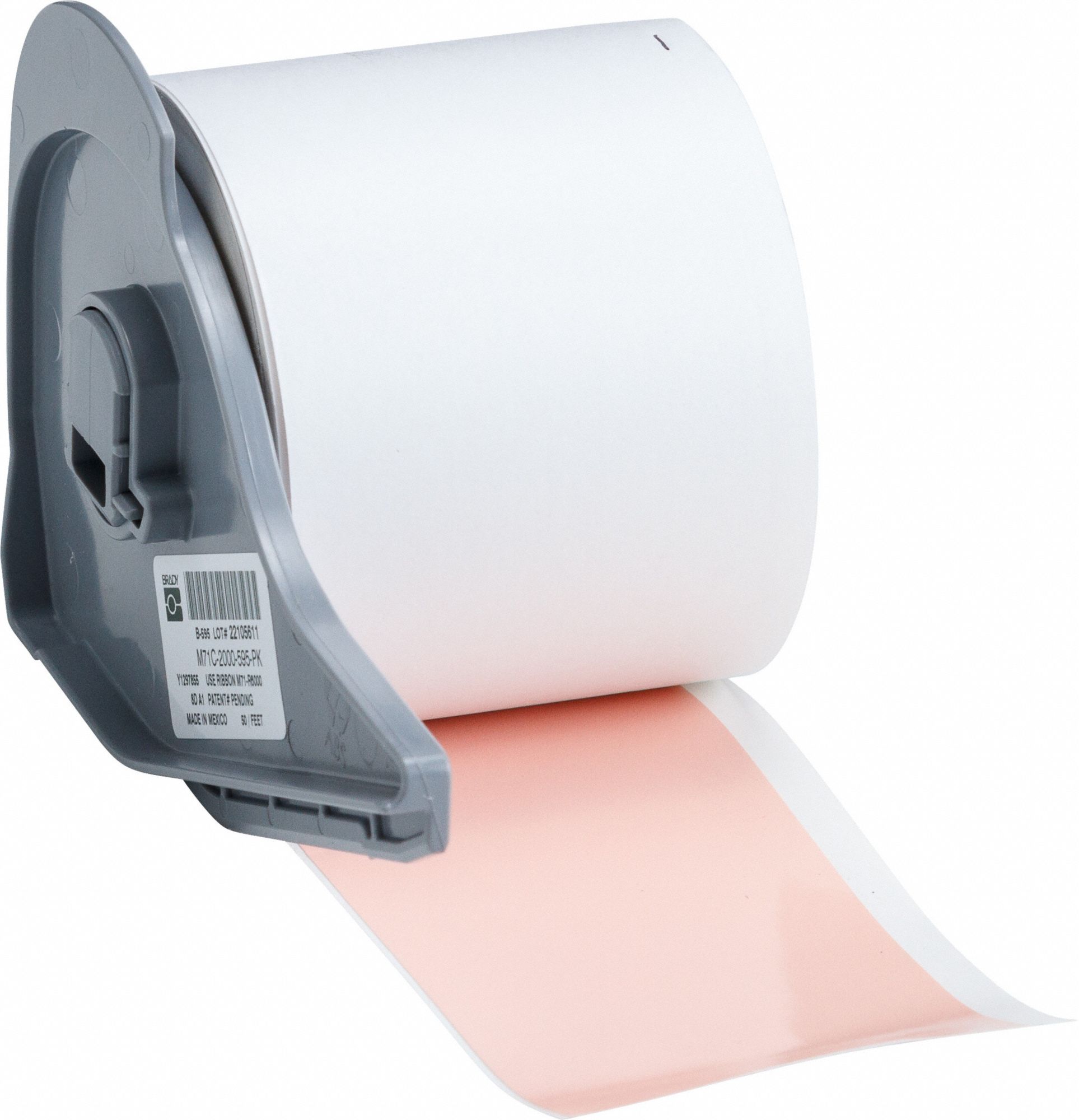 Continuous Label Stock: 2 in x 50 ft, Vinyl, Pink (Gloss), Outdoor