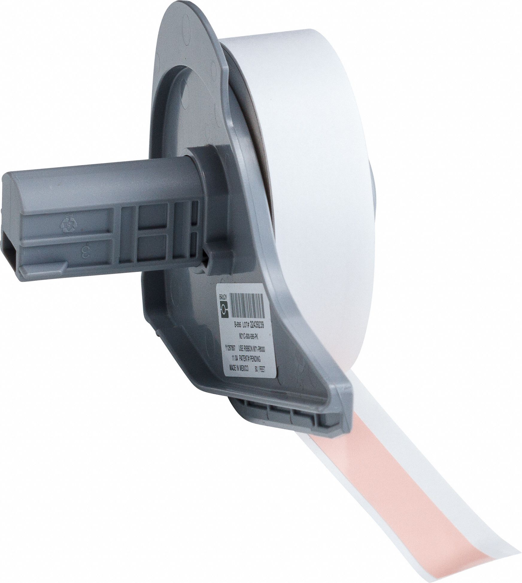 Continuous Label Stock: 1/2 in x 50 ft, Vinyl, Pink (Gloss), Outdoor