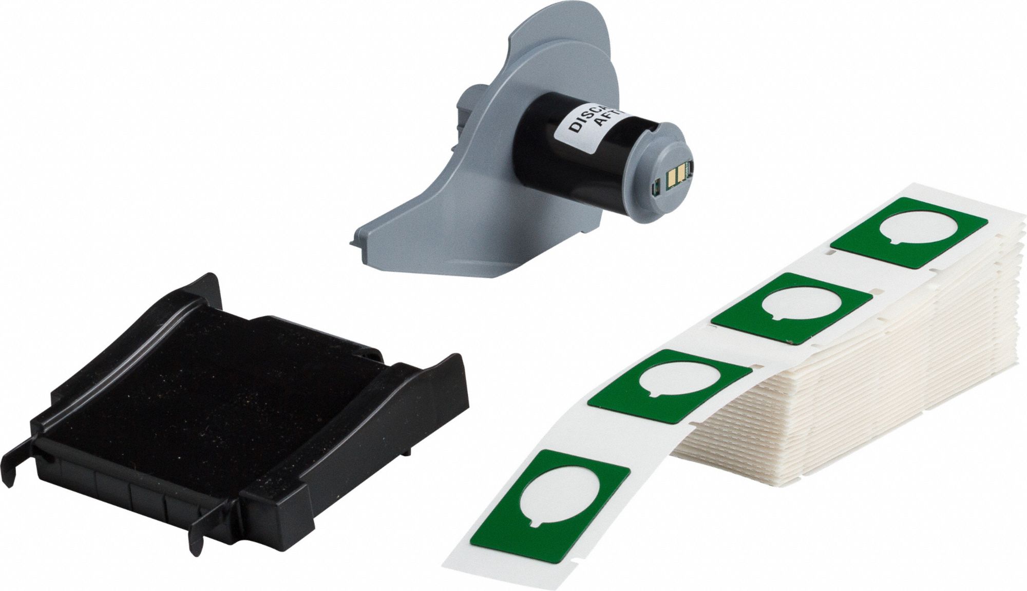 Pre-Cut Label Stock Roll: 1 1/2 in x 1 13/64 in, Polyester, Green (Gloss), 100 Labels per Roll