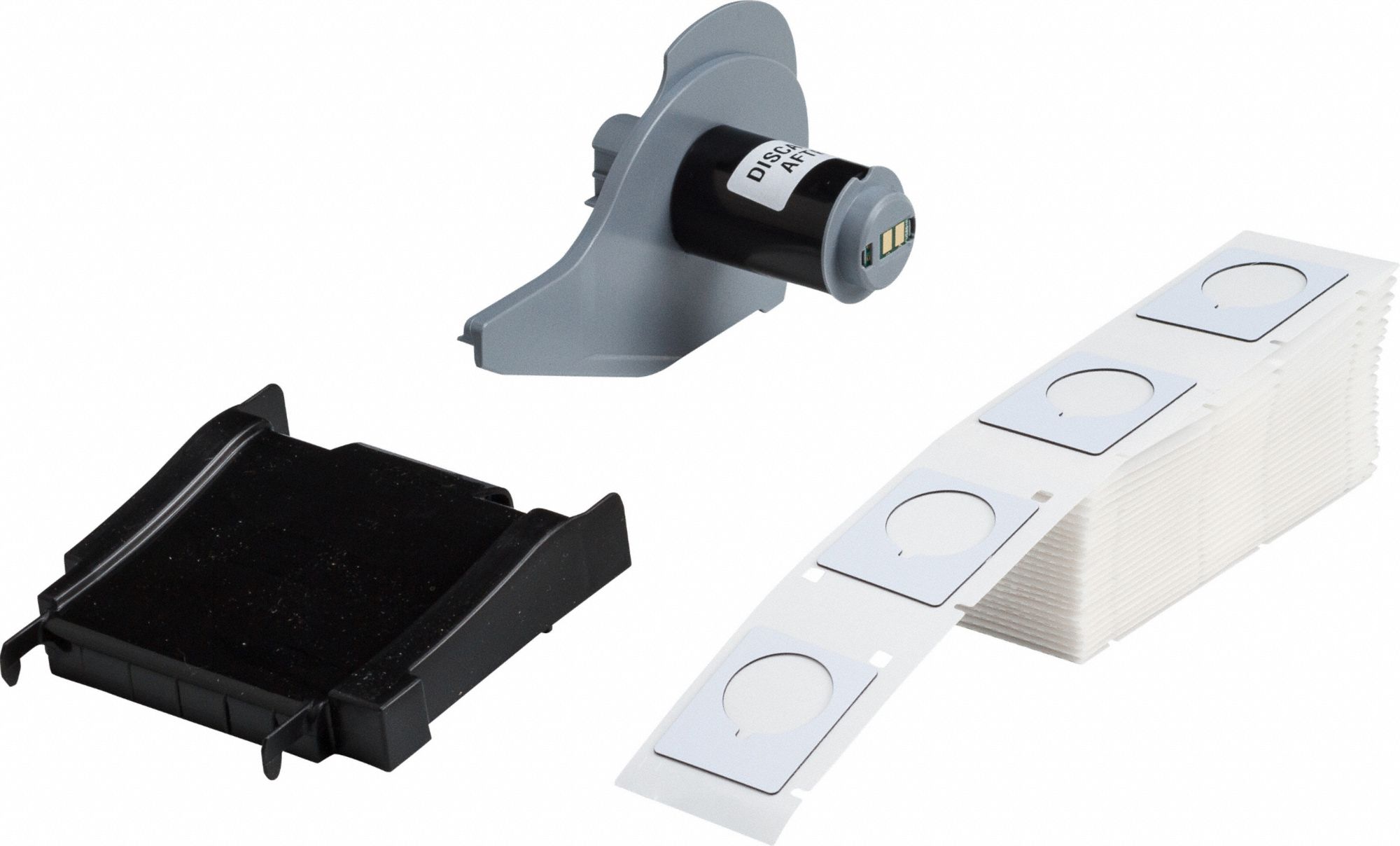 Pre-Cut Label Stock Roll: 1 1/2 in x 1 13/64 in, Polyester, White (Gloss), 100 Labels per Roll