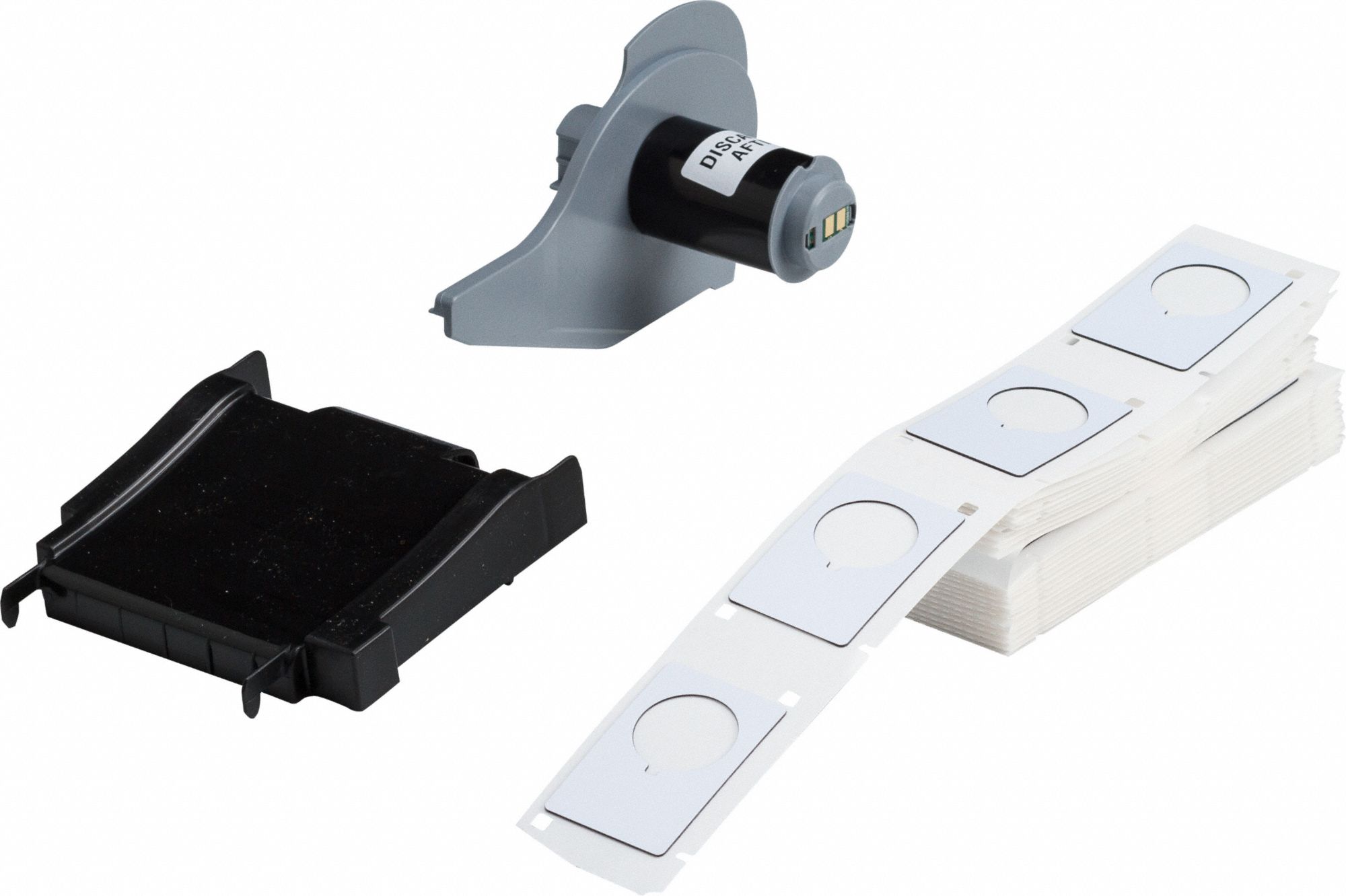 Pre-Cut Label Stock Roll: 1 29/32 in x 1 13/64 in, Polyester, White (Gloss), 100 Labels per Roll