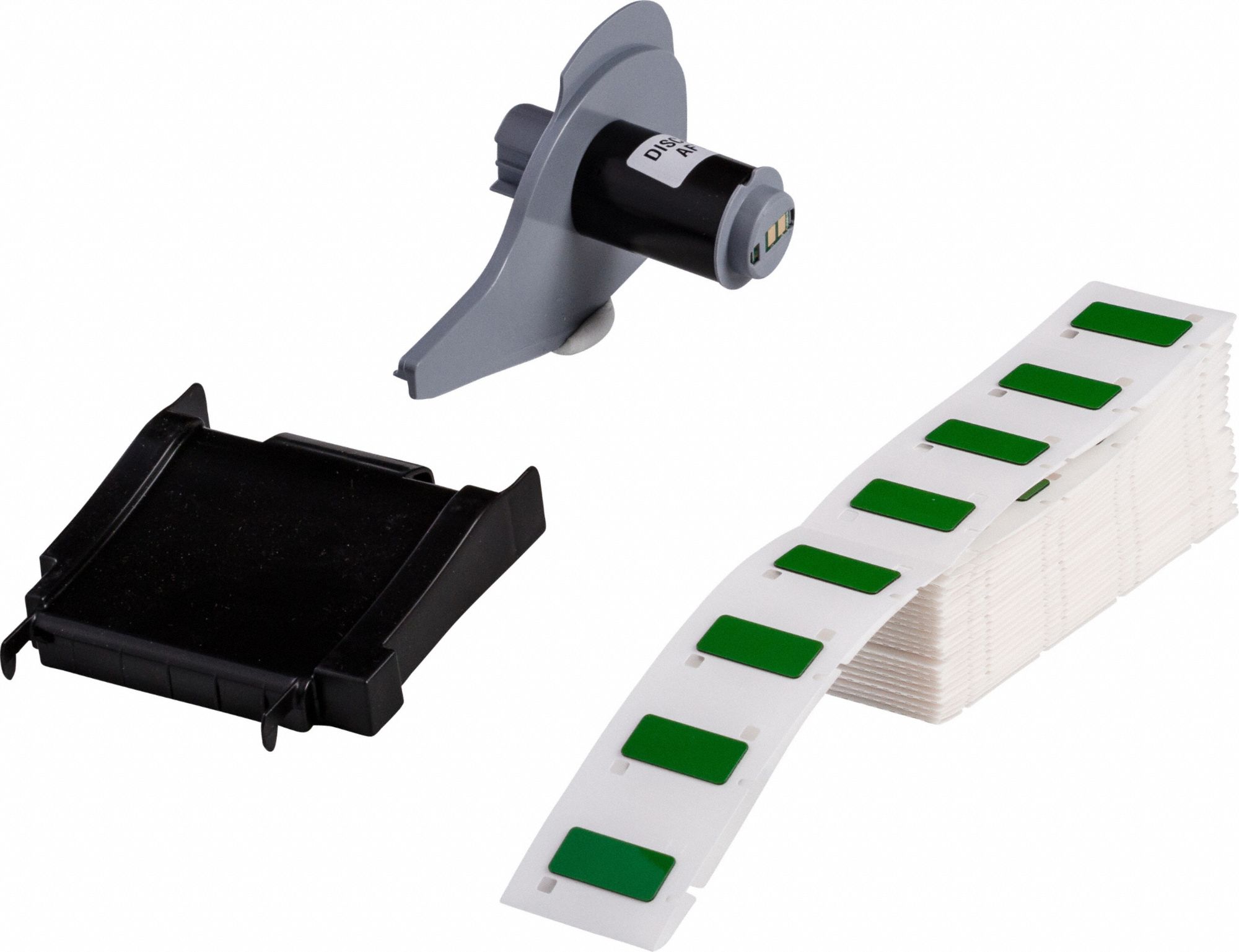 Pre-Cut Label Stock Roll: 31/64 in x 1 1/16 in, Polyester, Green (Gloss), 200 Labels per Roll