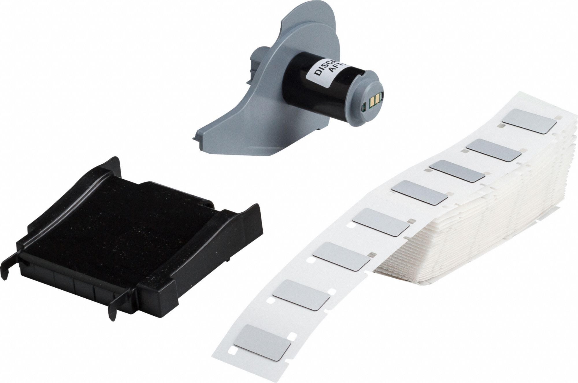 Pre-Cut Label Stock Roll: 31/64 in x 1 1/16 in, Polyester, Silver (Gloss), 200 Labels per Roll