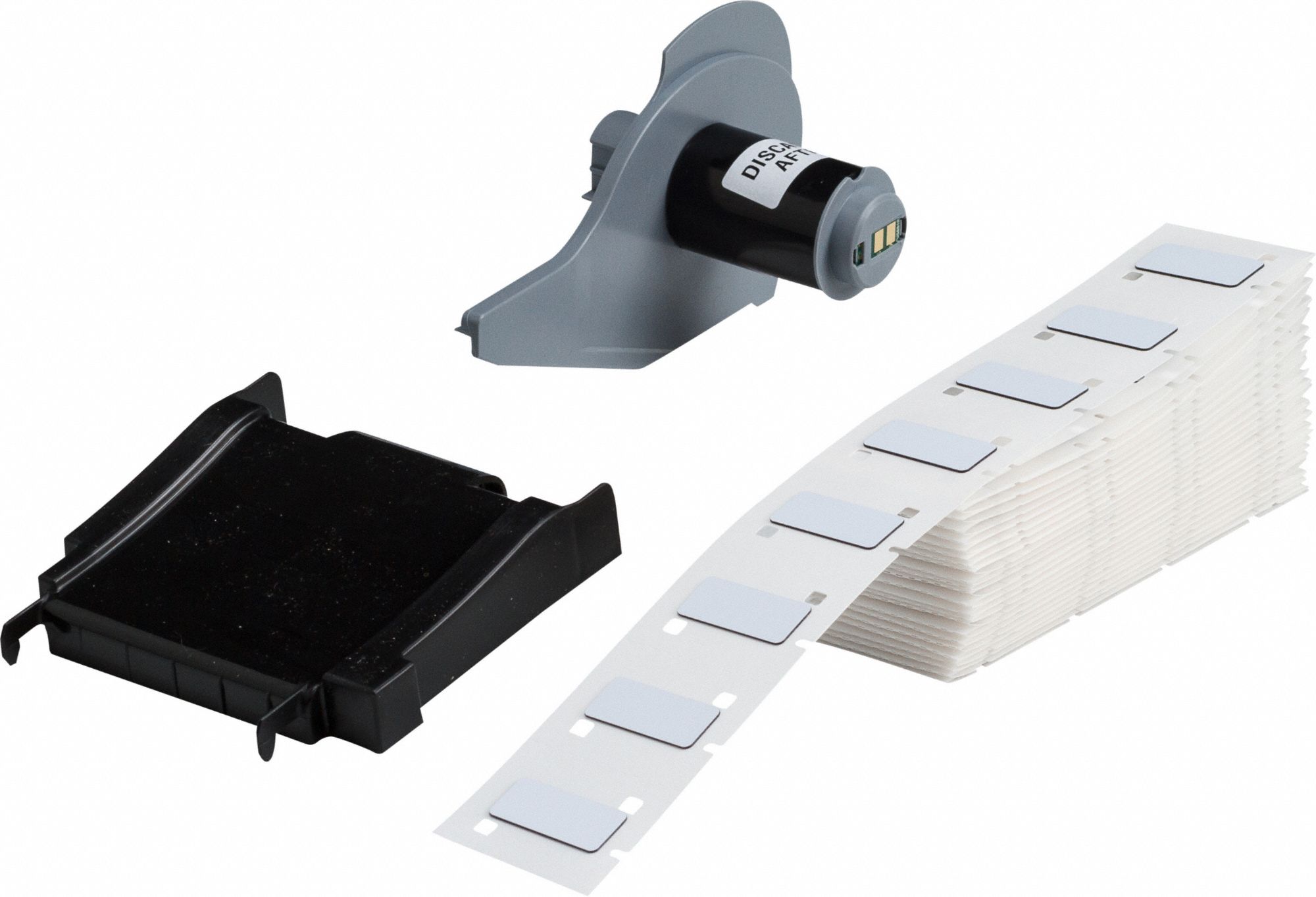 Pre-Cut Label Stock Roll: 31/64 in x 1 1/16 in, Polyester, White (Gloss), 200 Labels per Roll