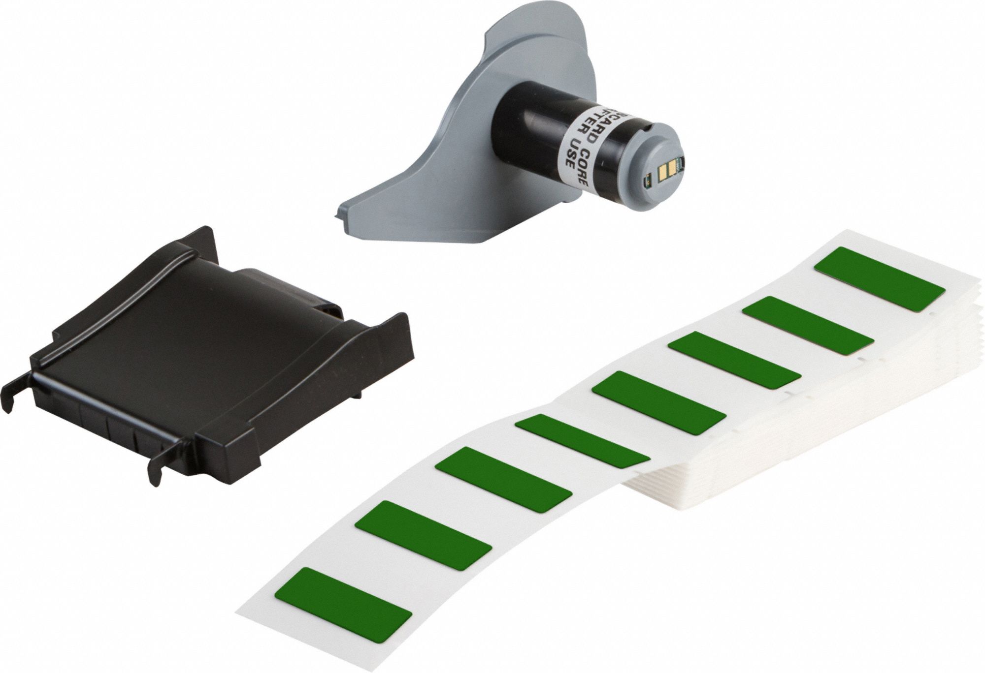 Pre-Cut Label Stock Roll: 19/32 in x 19/32 in, Polyester, Green (Gloss), 100 Labels per Roll