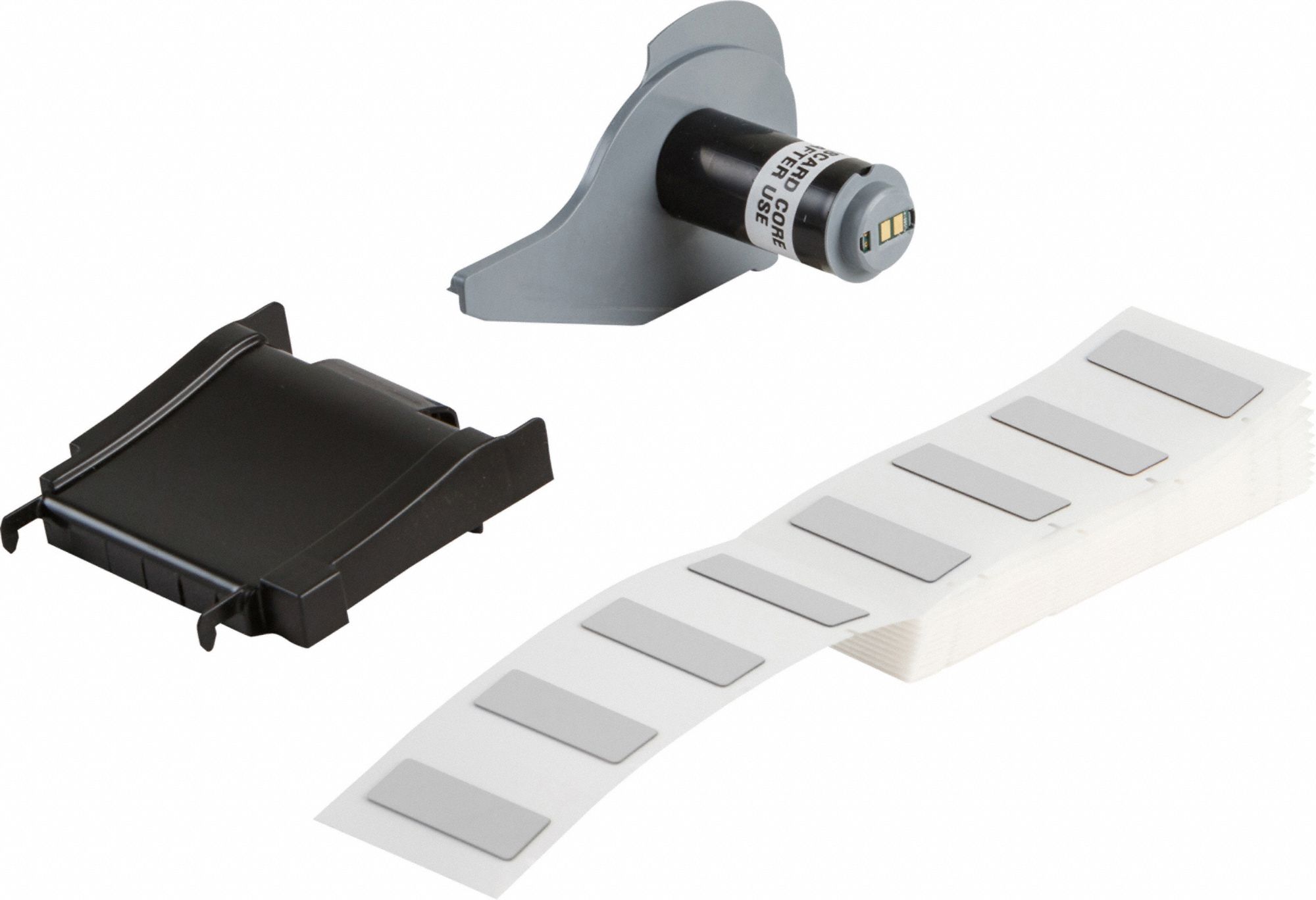 Pre-Cut Label Stock Roll: 19/32 in x 1 49/64 in, Polyester, Silver (Gloss), 100 Labels per Roll