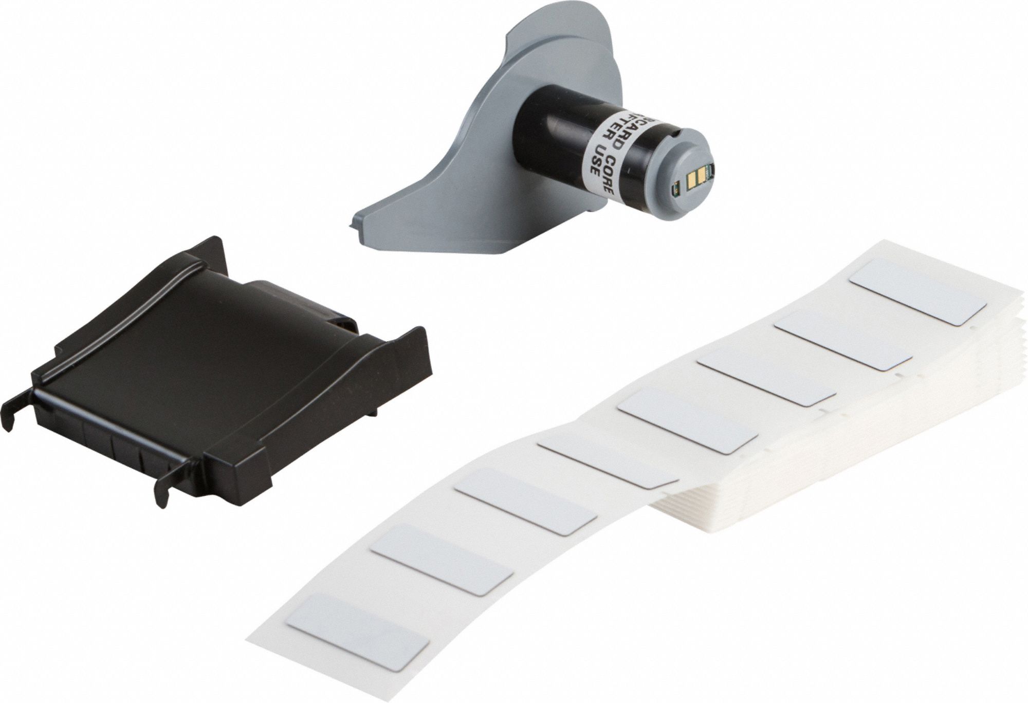 Pre-Cut Label Stock Roll: 19/32 in x 19/32 in, Polyester, White (Gloss), 100 Labels per Roll