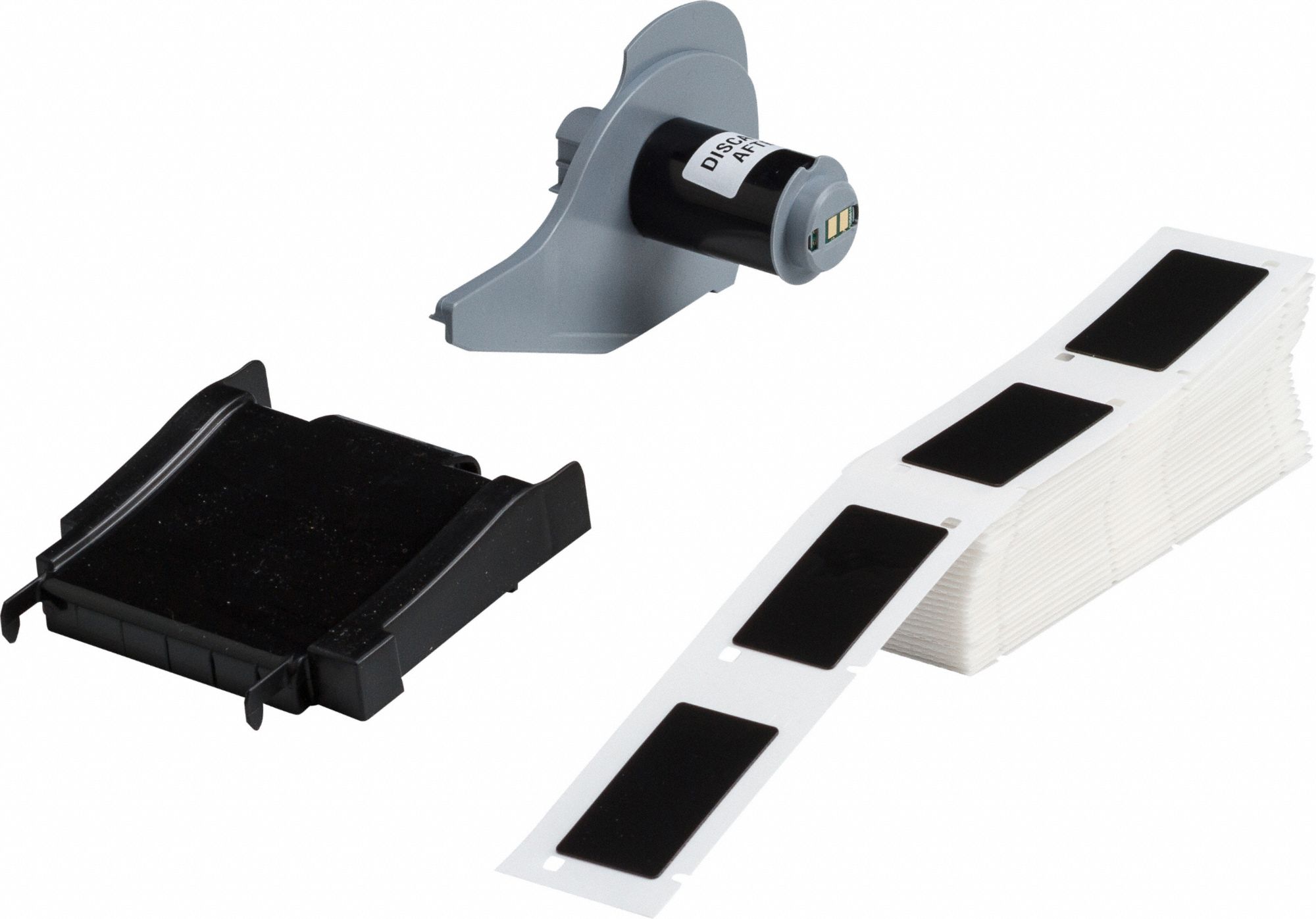Pre-Cut Label Stock Roll: 2 in x 1 in, Polyester, Black (Gloss), 100 Labels per Roll