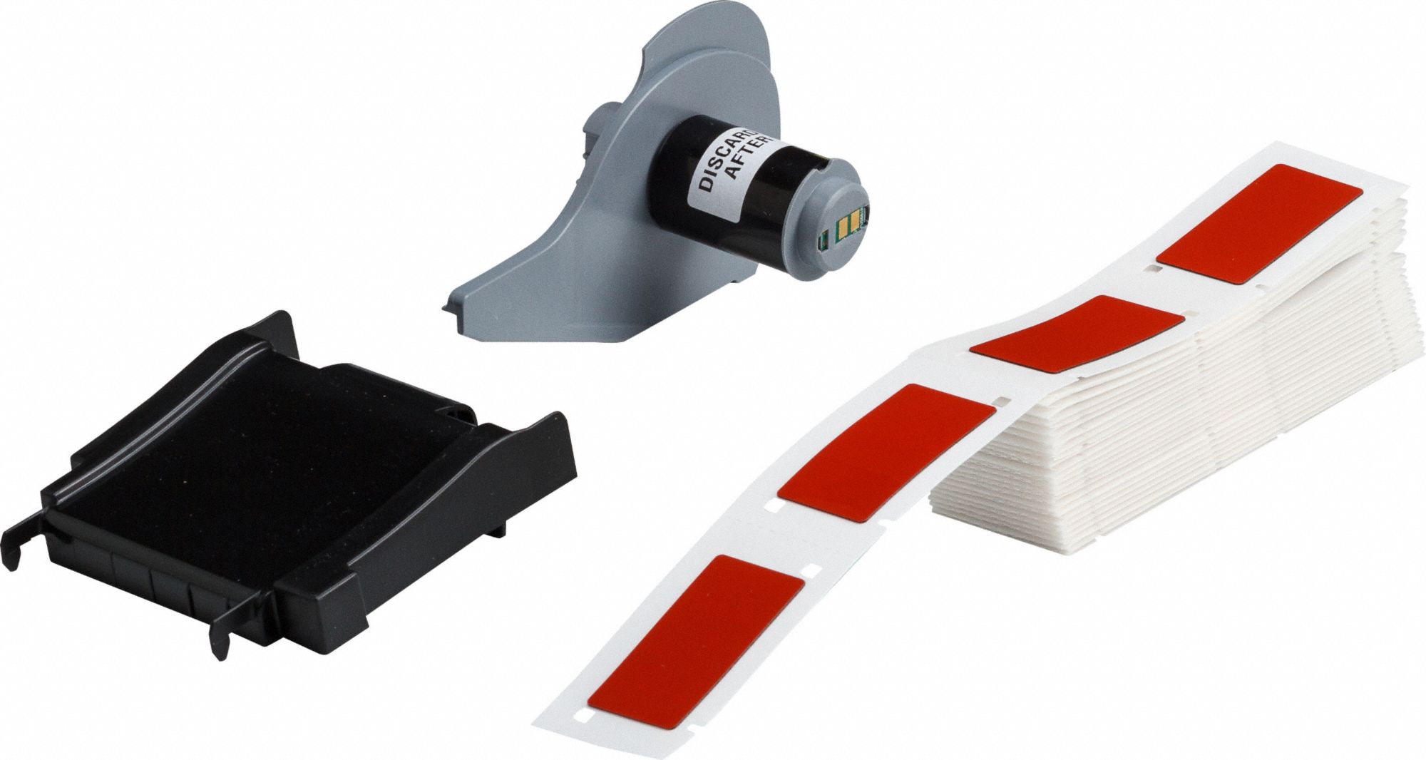 Pre-Cut Label Stock Roll: 2 in x 1 in, Polyester, Red (Gloss), 100 Labels per Roll