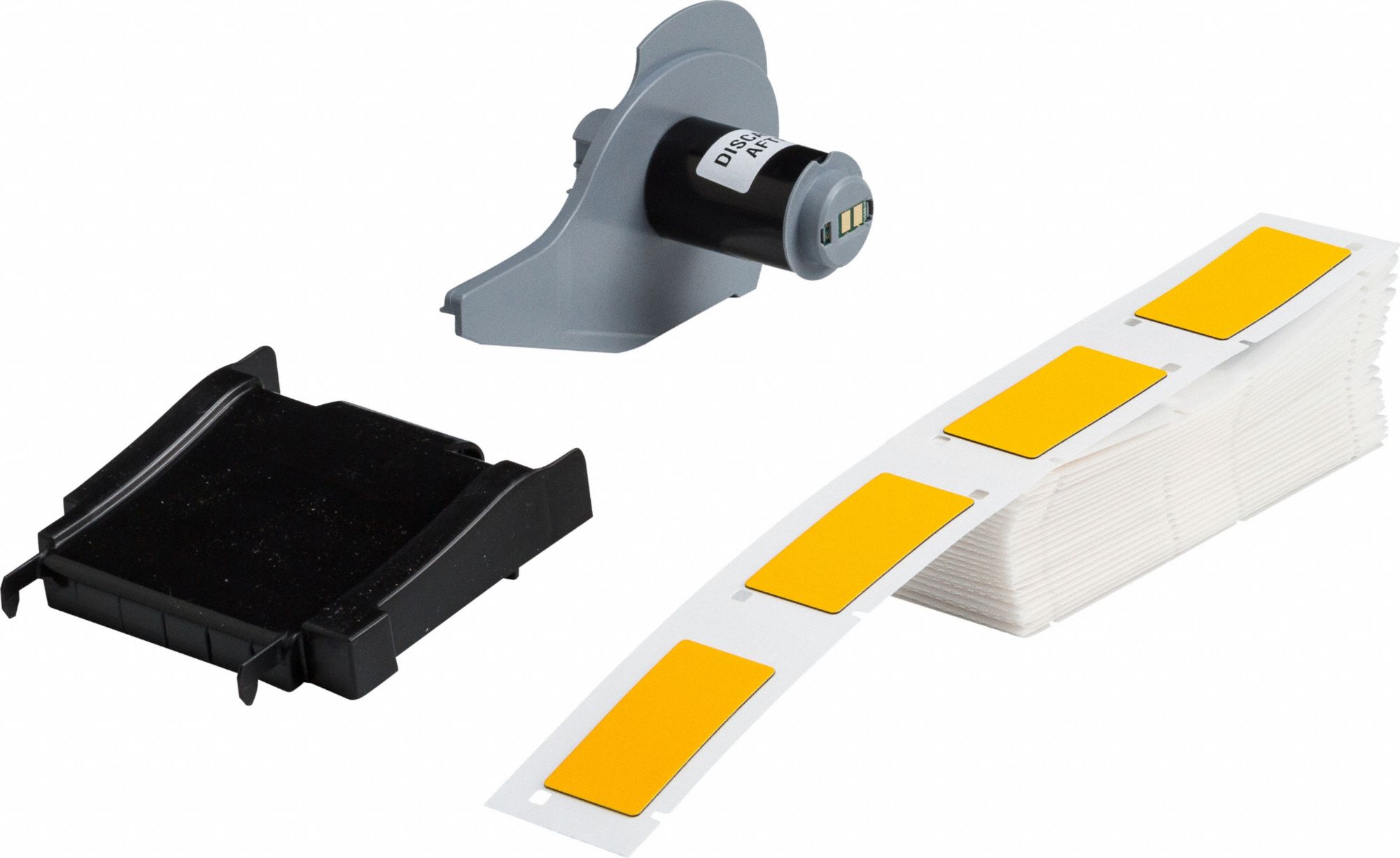Pre-Cut Label Stock Roll: 2 in x 1 in, Polyester, Yellow (Gloss), 100 Labels per Roll