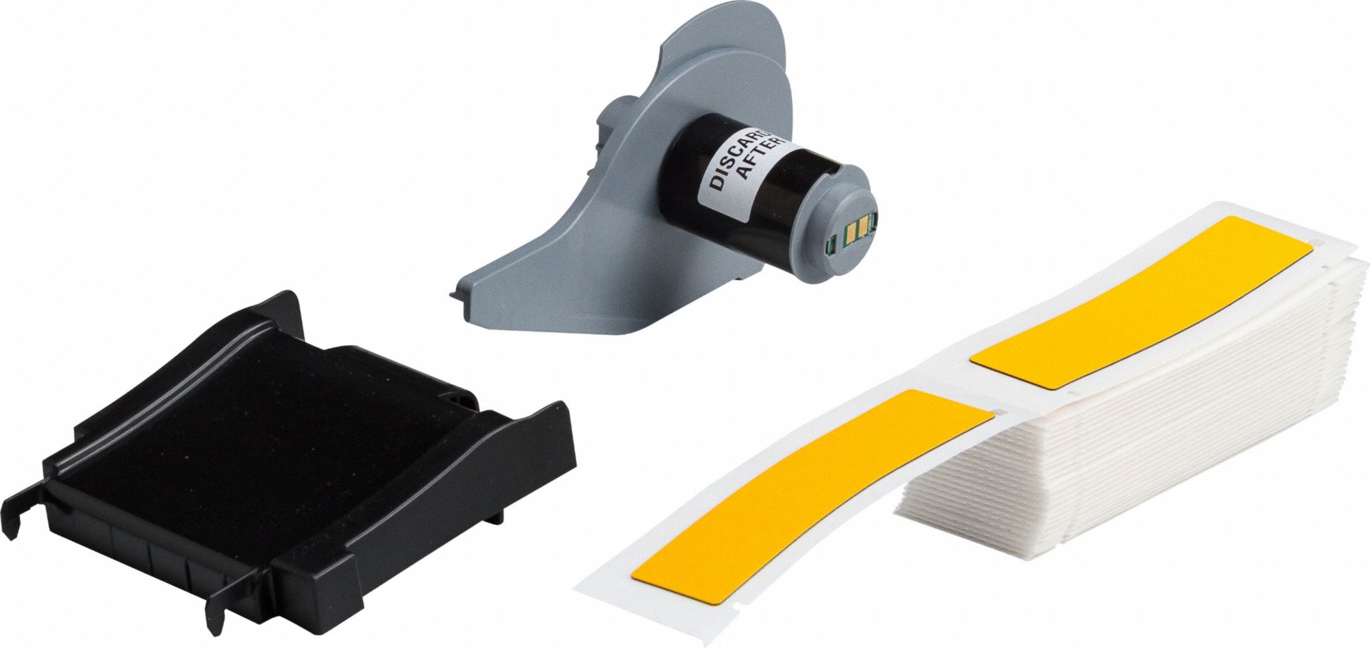 Pre-Cut Label Stock Roll: 4 in x 1 in, Polyester, Yellow (Gloss), 50 Labels per Roll